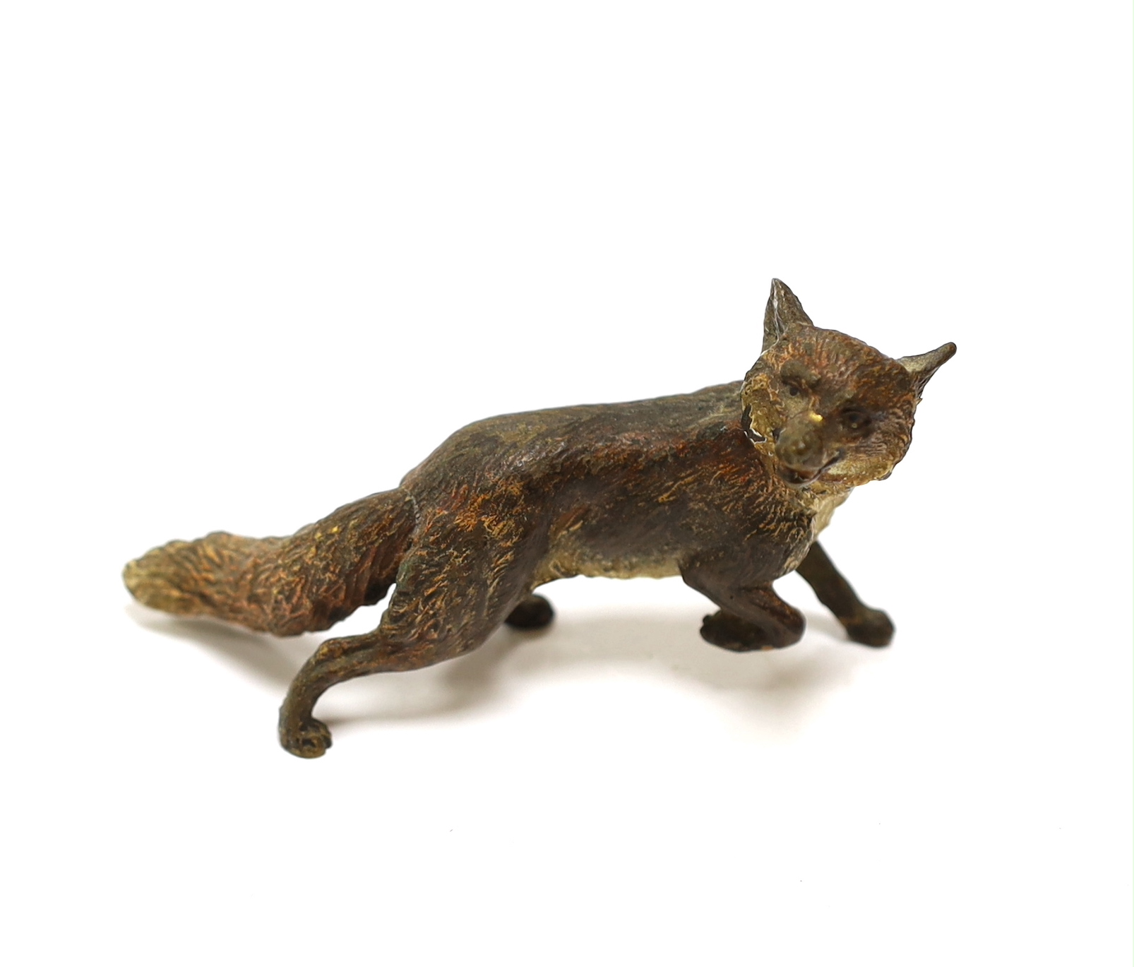 An Austrian cold painted bronze model of a Fox, 10cm wide                                                                                                                                                                   