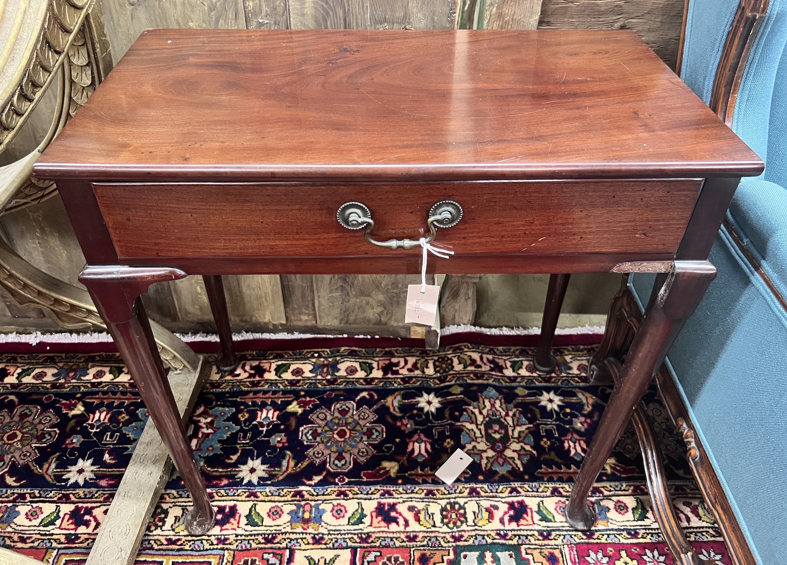 A George II style mahogany side table, width 71cm, depth 40cm, height 71cm                                                                                                                                                  