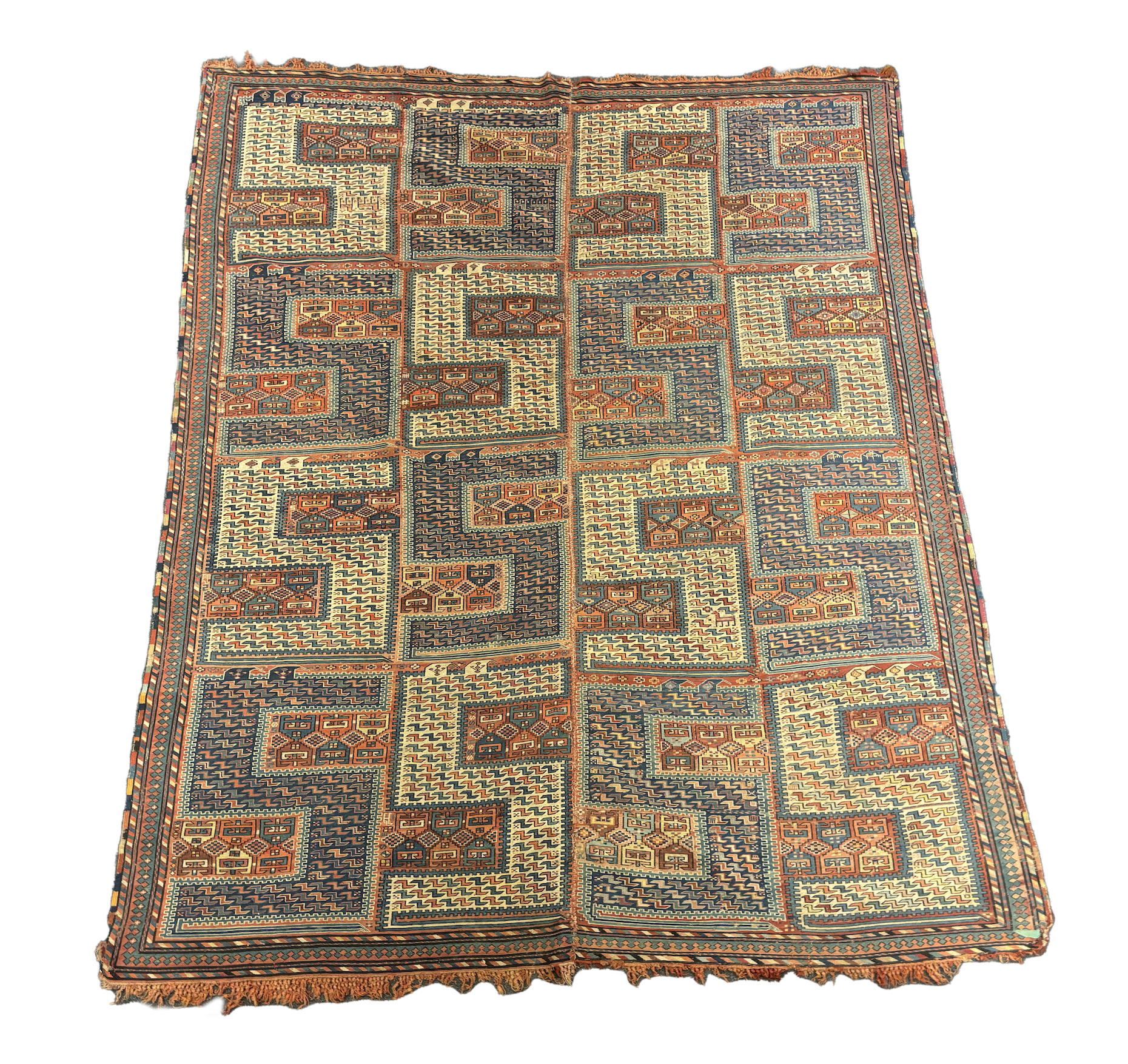 An antique Caucasian geometric rug, 255 x 210cm                                                                                                                                                                             