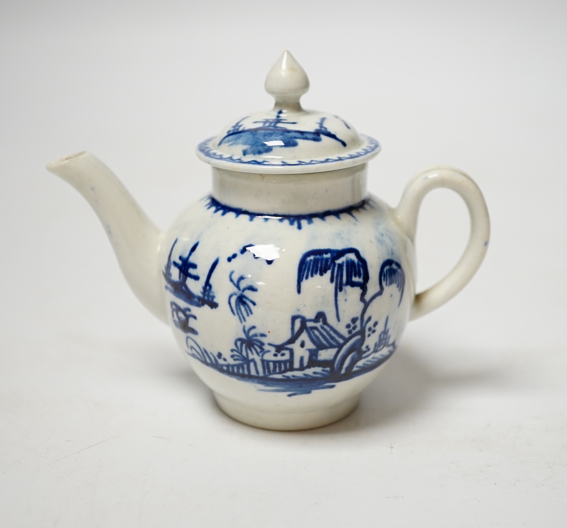 An 18th century John Pennington, Liverpool toy teapot, 10cm                                                                                                                                                                 