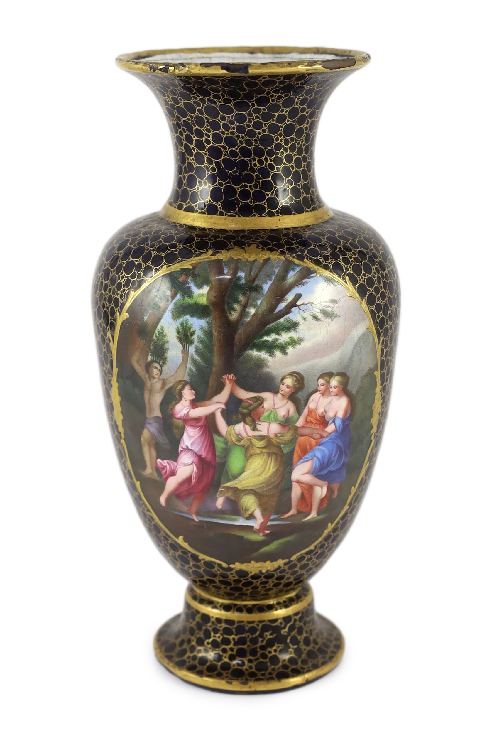 A rare neo-classical enamel on copper vase, probably Vienna 18th/19th century                                                                                                                                               
