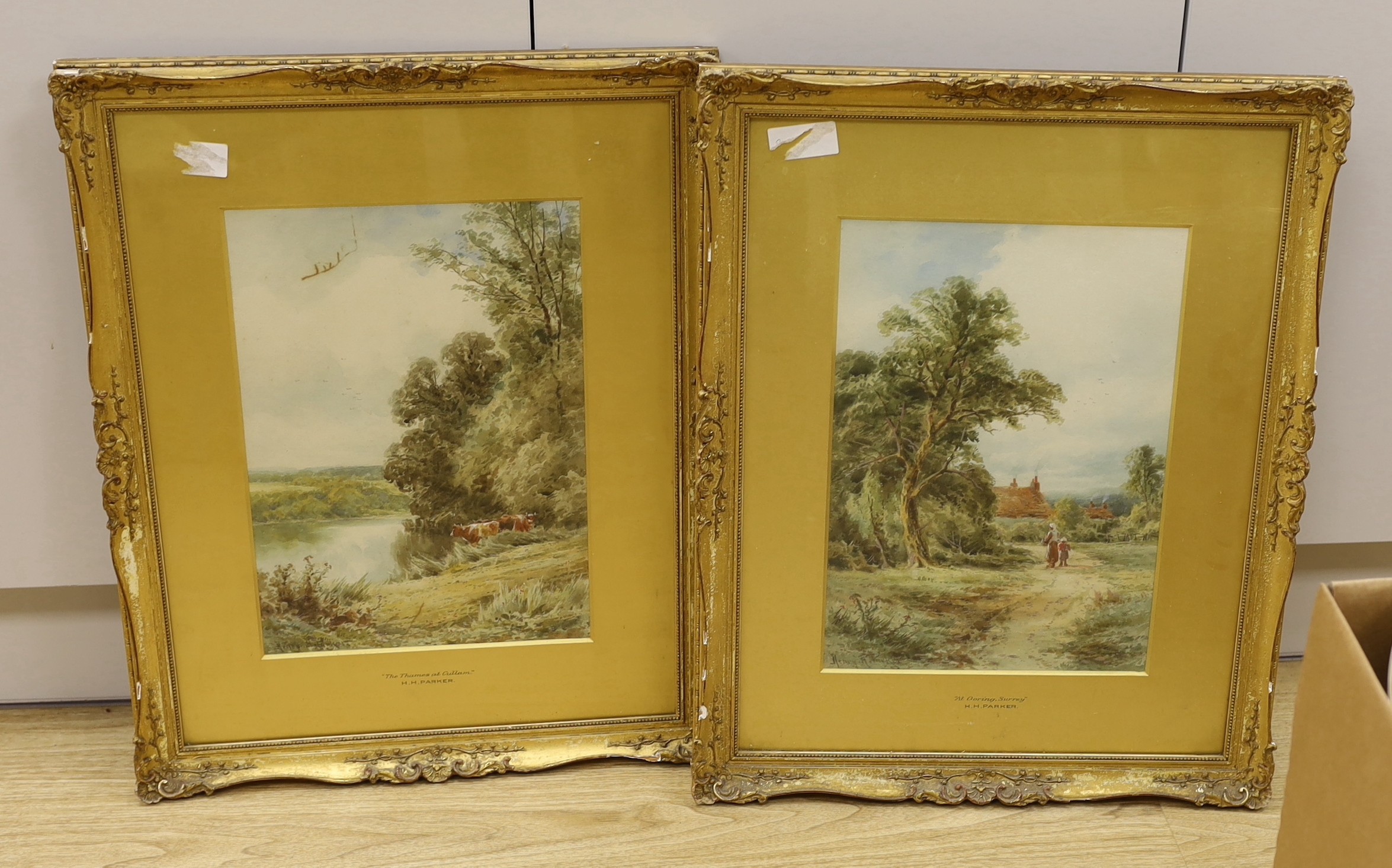 Henry H. Parker (1858-1930), pair of watercolours, 'At Goring, Surrey' and 'The Thames at Cullam', signed, 38 x 27cm                                                                                                        
