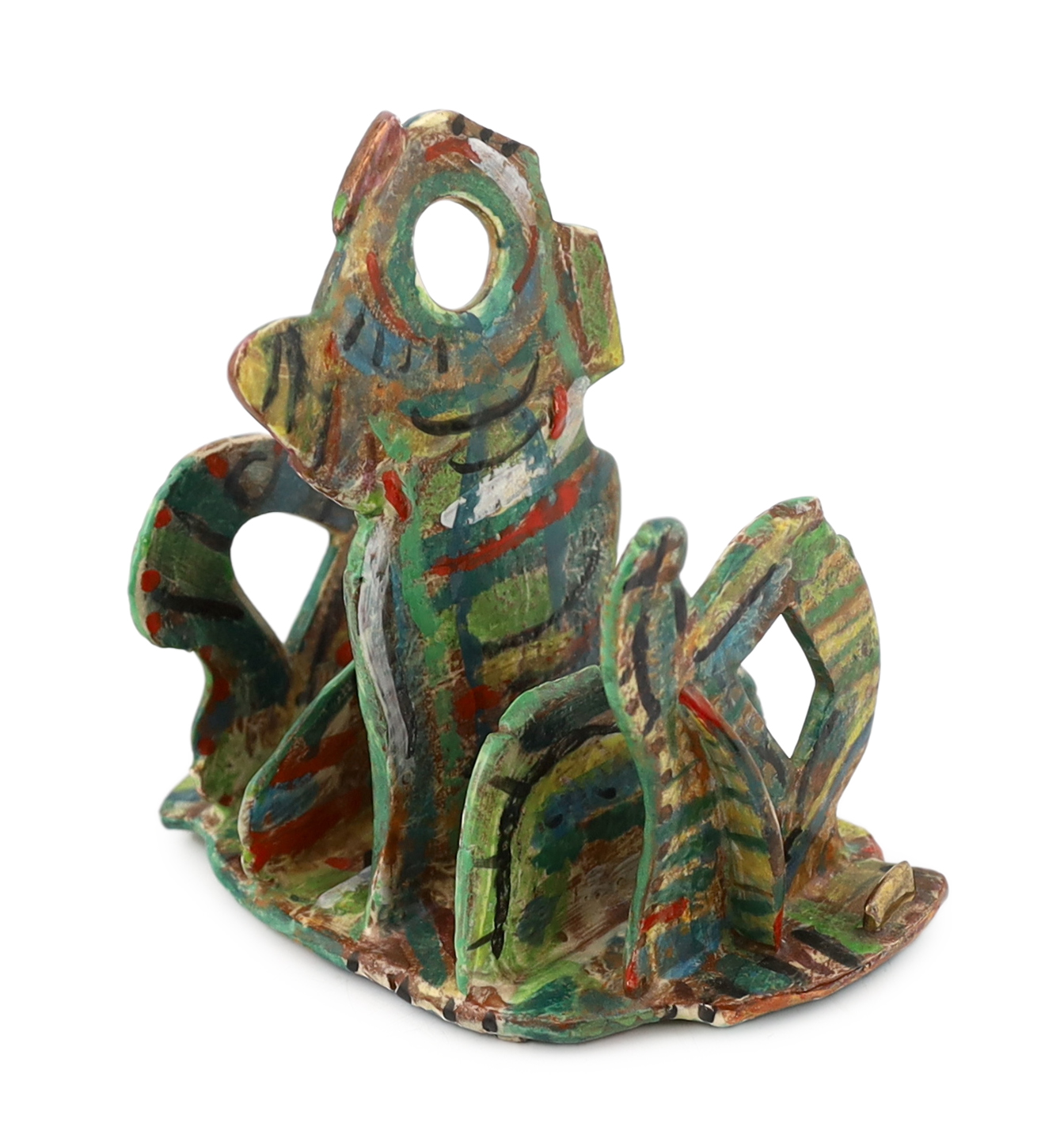 § Angus Suttie (1946-1993), a multi coloured glazed pottery toast rack                                                                                                                                                      