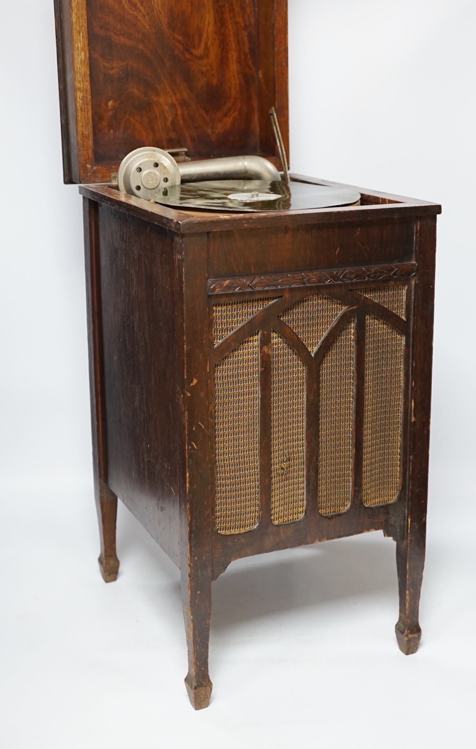 A small oak cased gramophone cabinet, 51cm                                                                                                                                                                                  