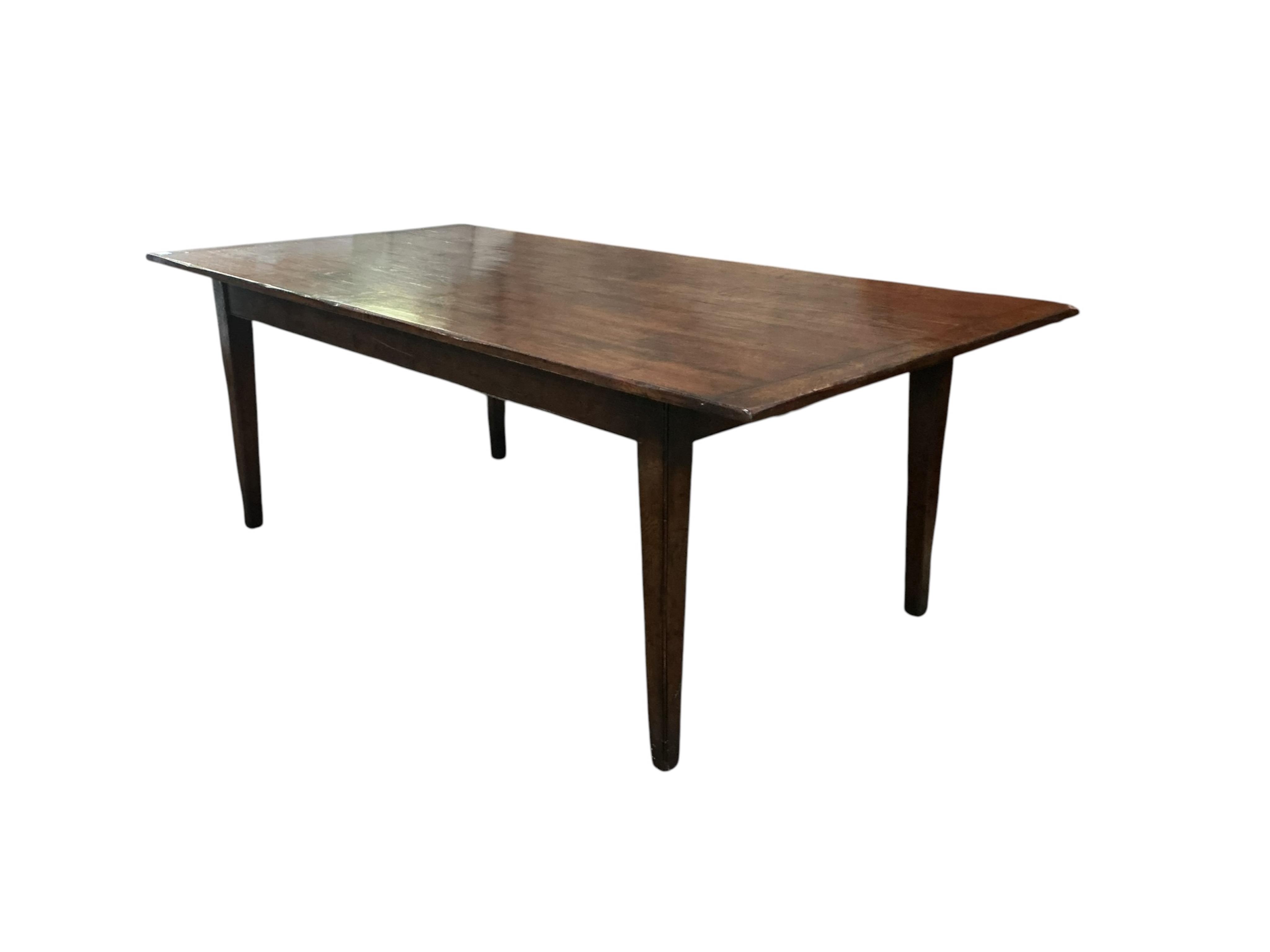 A French oak extending kitchen table with two leaves, width 214cm ...