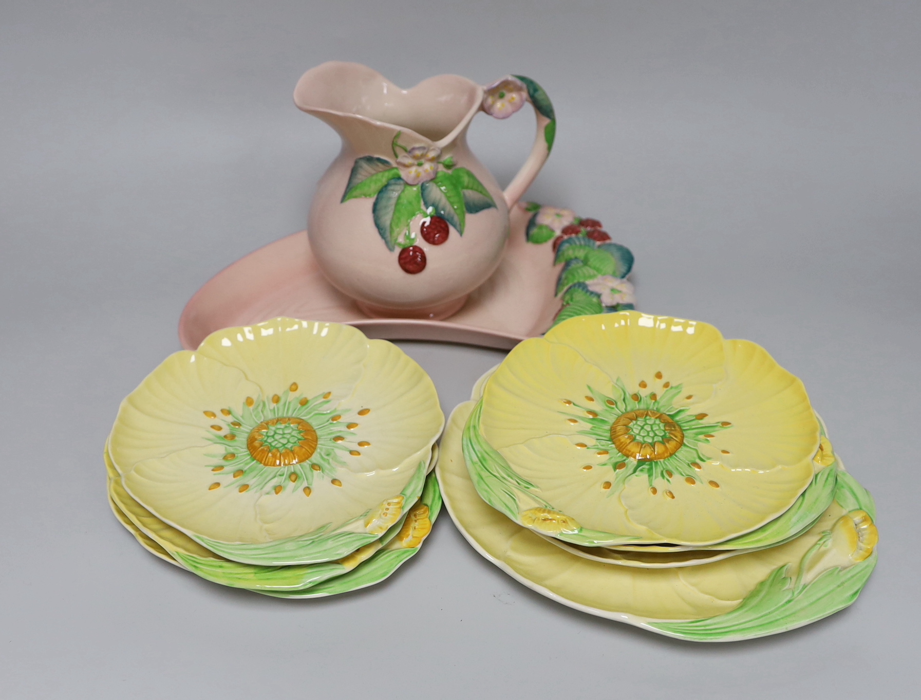 A selection of Carltonware ceramics, to include Australian Buttercup and Raspberry designs, jug 15cm tall                                                                                                                   