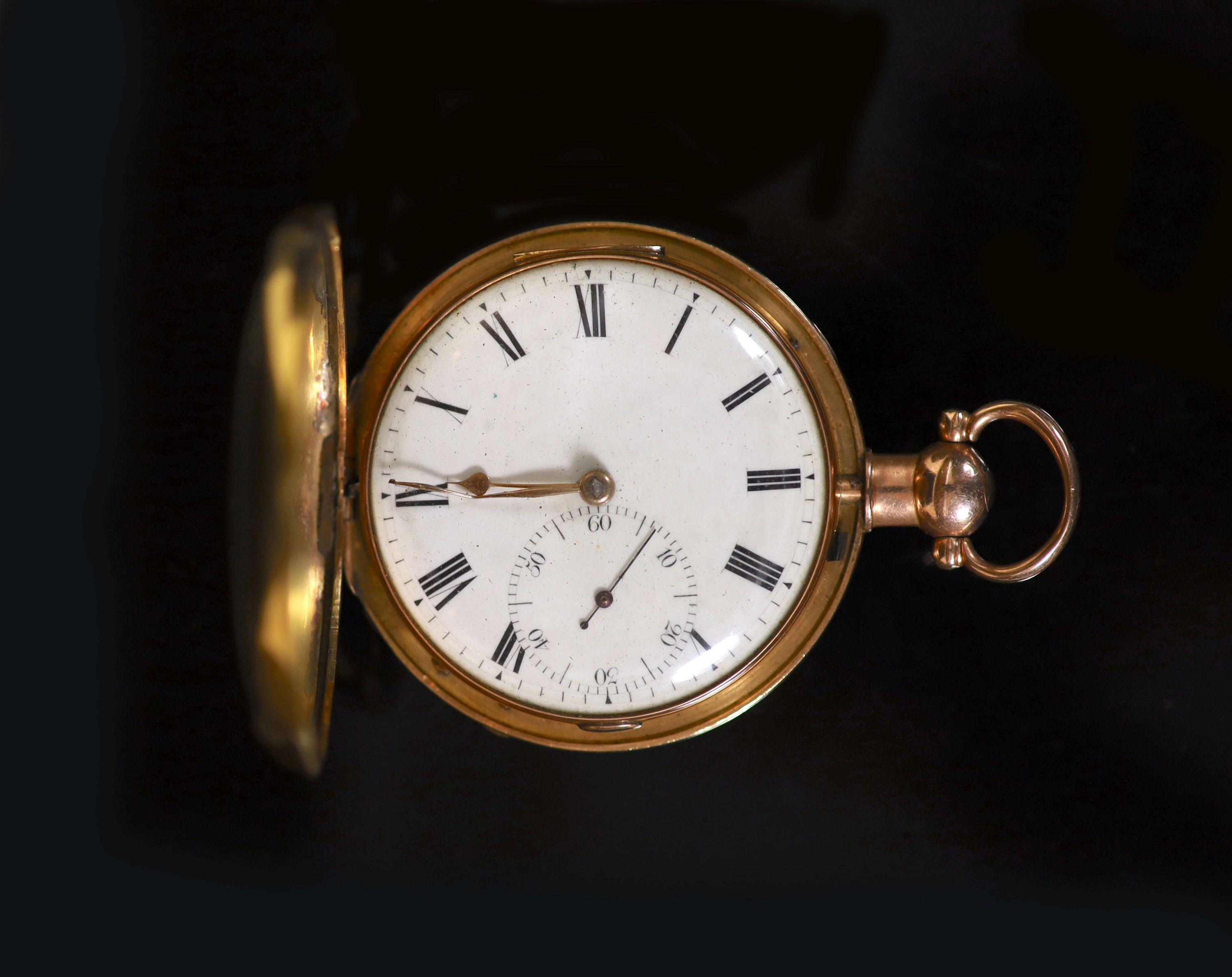 A George III 18ct gold hunter keywind lever pocket watch, by Grant, Fleet Street, London                                                                                                                                    