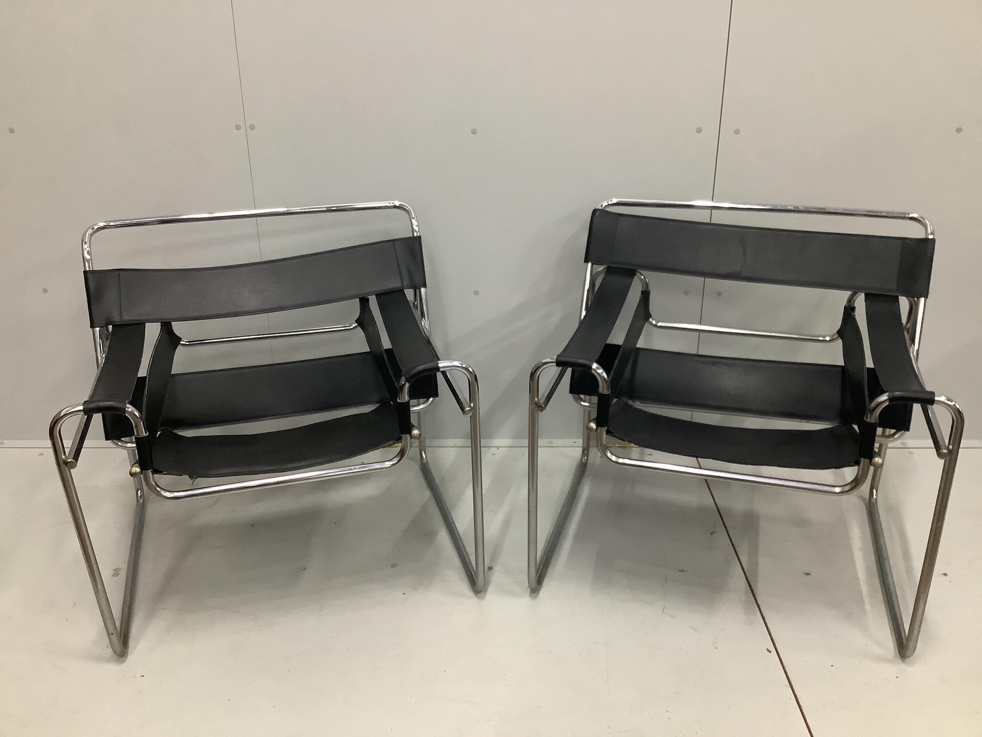 After Marcel Bruer, a pair of Wassily style chairs, width 77cm, depth 65cm, height 76cm                                                                                                                                     