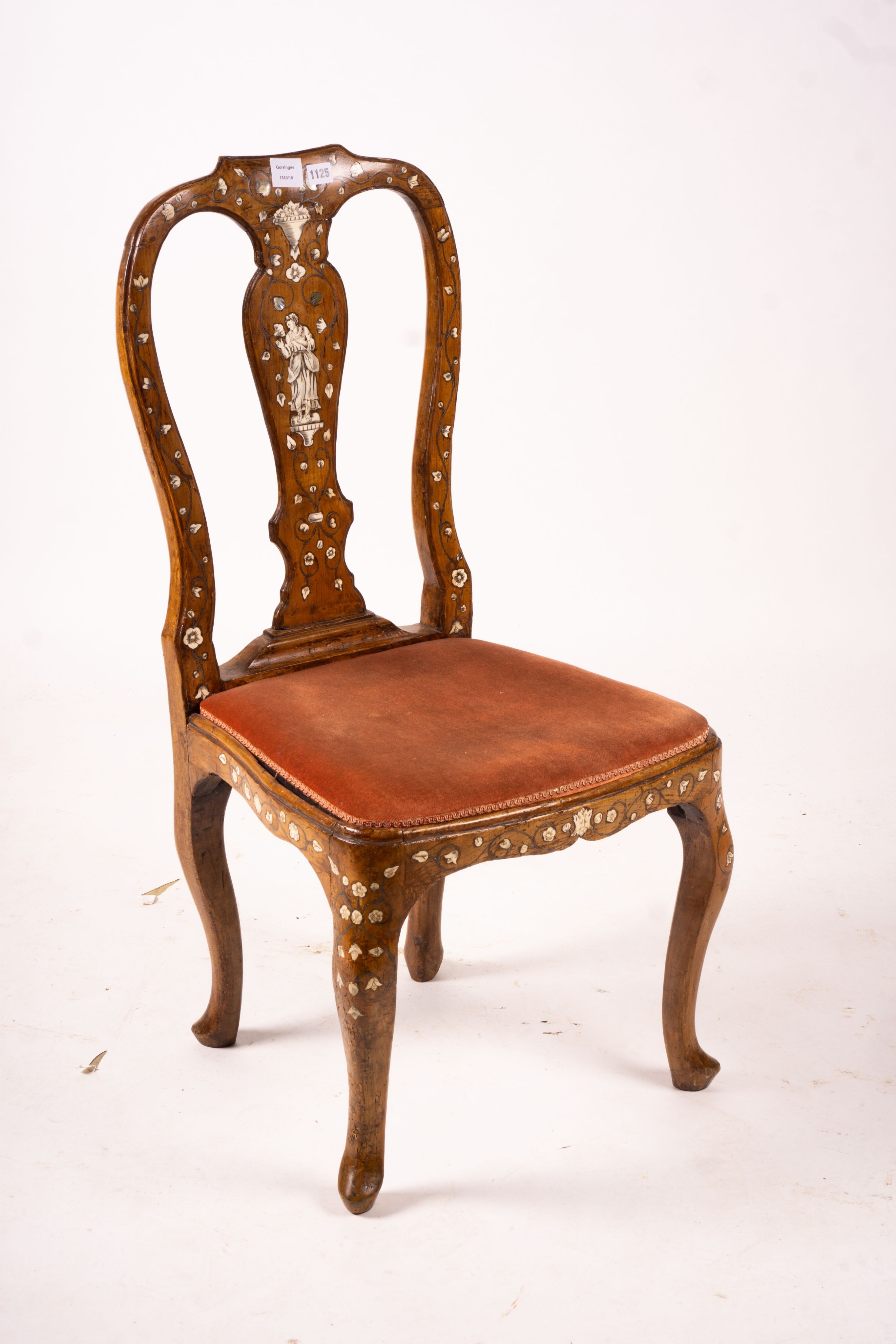 An 18th century ivory inlaid side chair                                                                                                                                                                                     