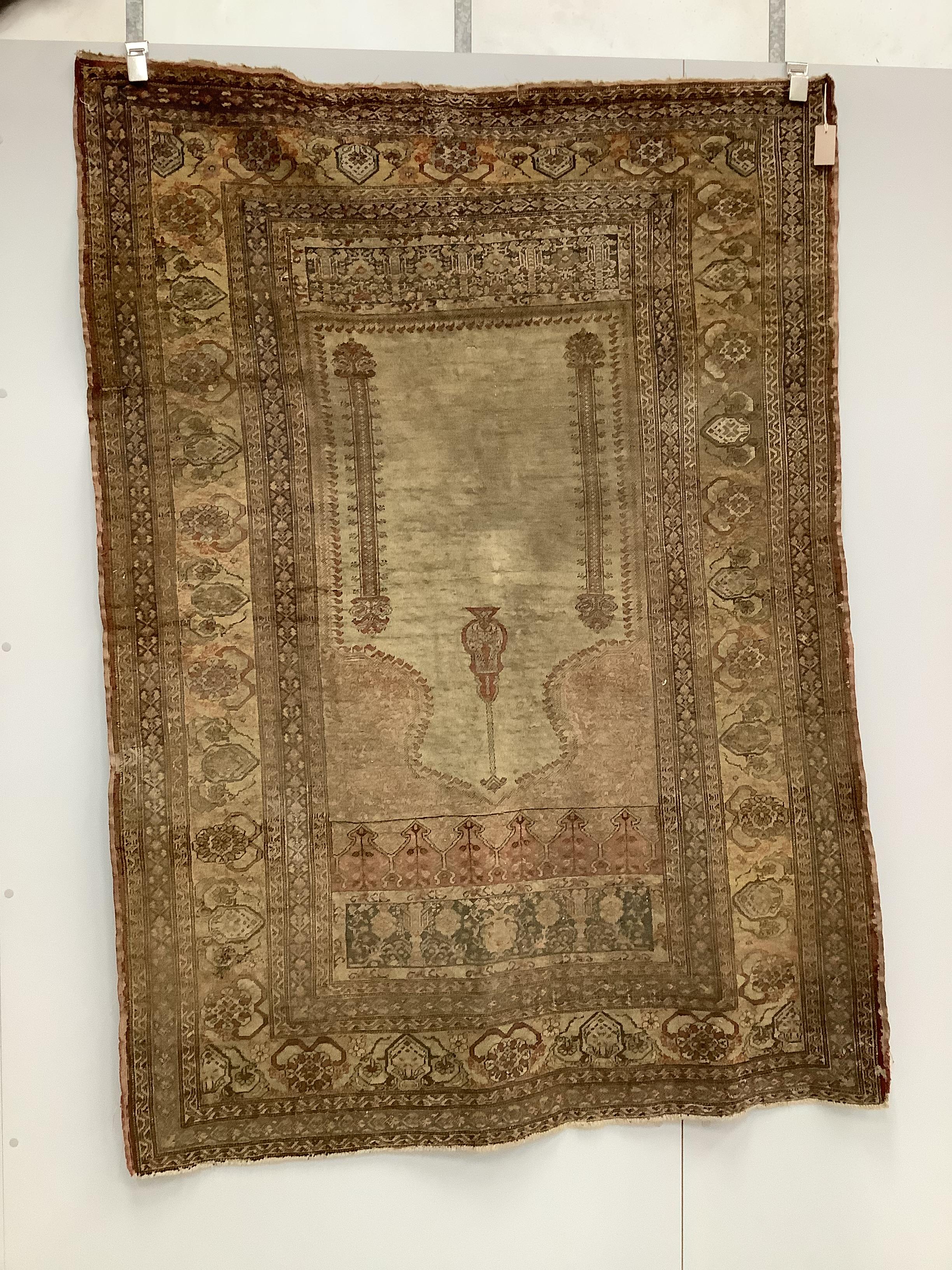 An antique North West Persian prayer rug, 186 x 134cm                                                                                                                                                                       