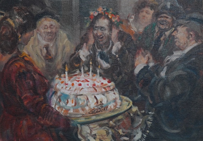 N. Cavert, oil on artist's board, ‘The Birthday Cake’, signed, 23 x 34cm. Condition - good                                                                                                                                  