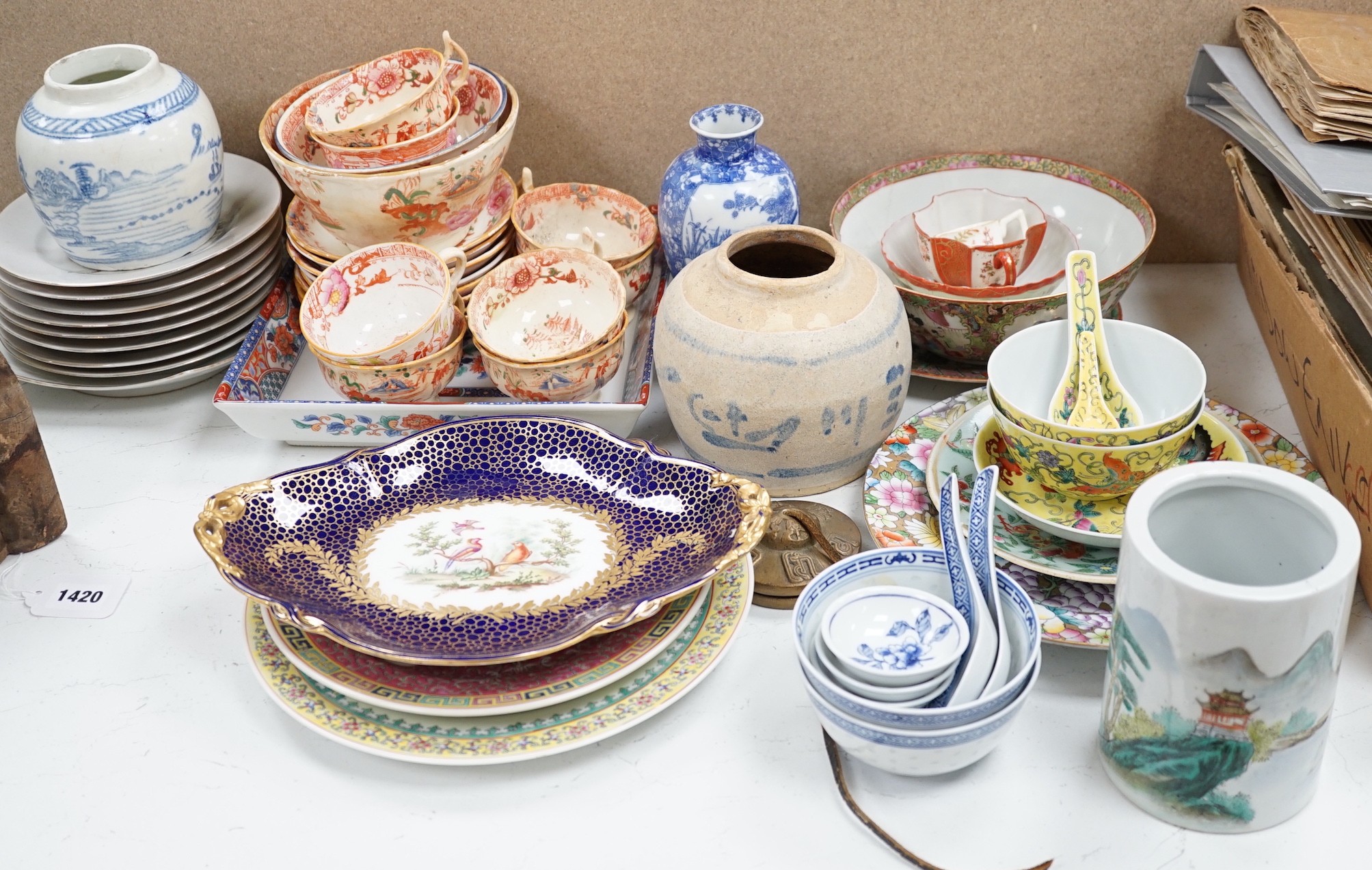 A group of mixed Chinese, Japanese and English ceramics                                                                                                                                                                     