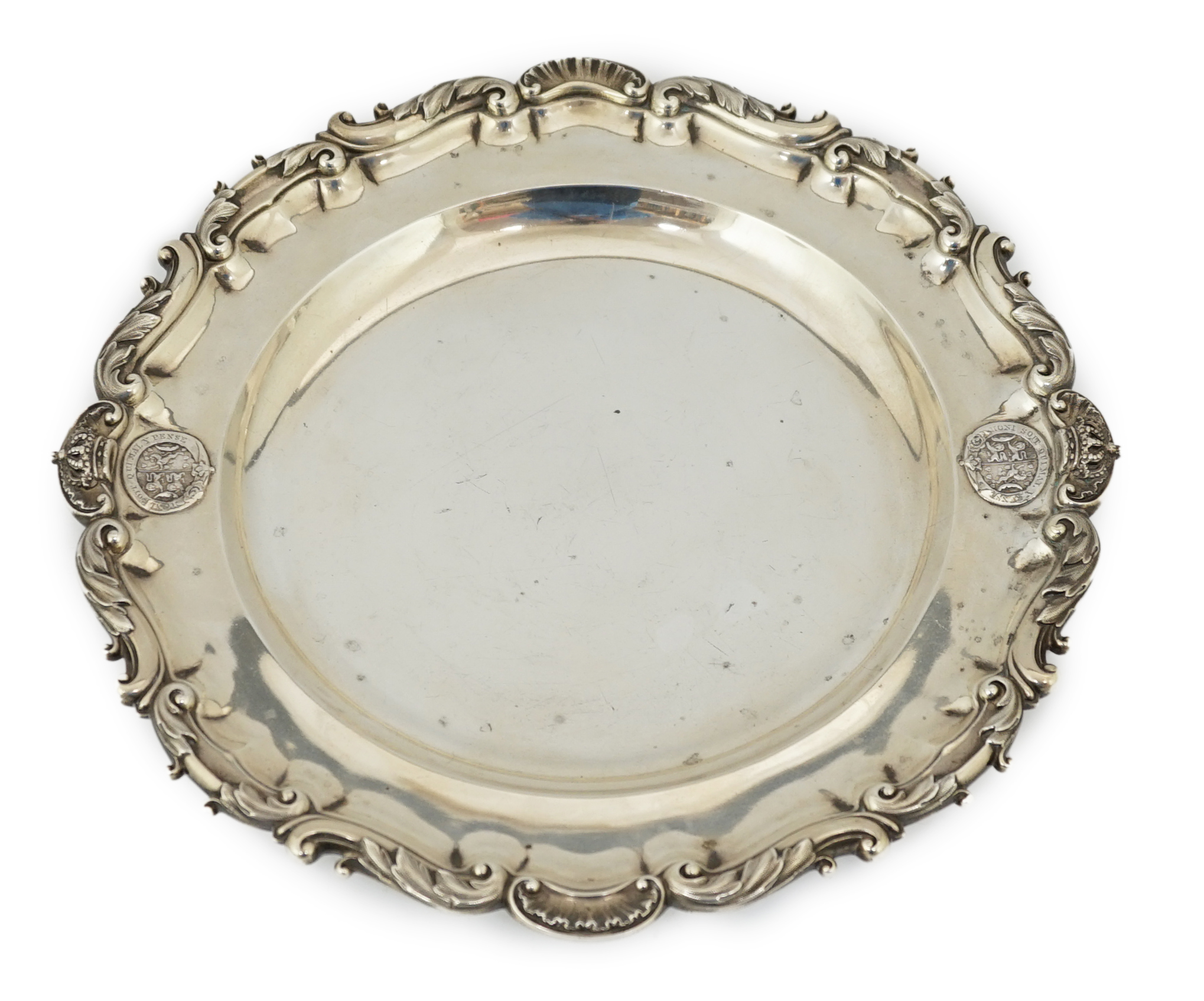 Duke of Brunswick service: An early Victorian silver serving plate by John Mortimer & John Samuel Hunt                                                                                                                      