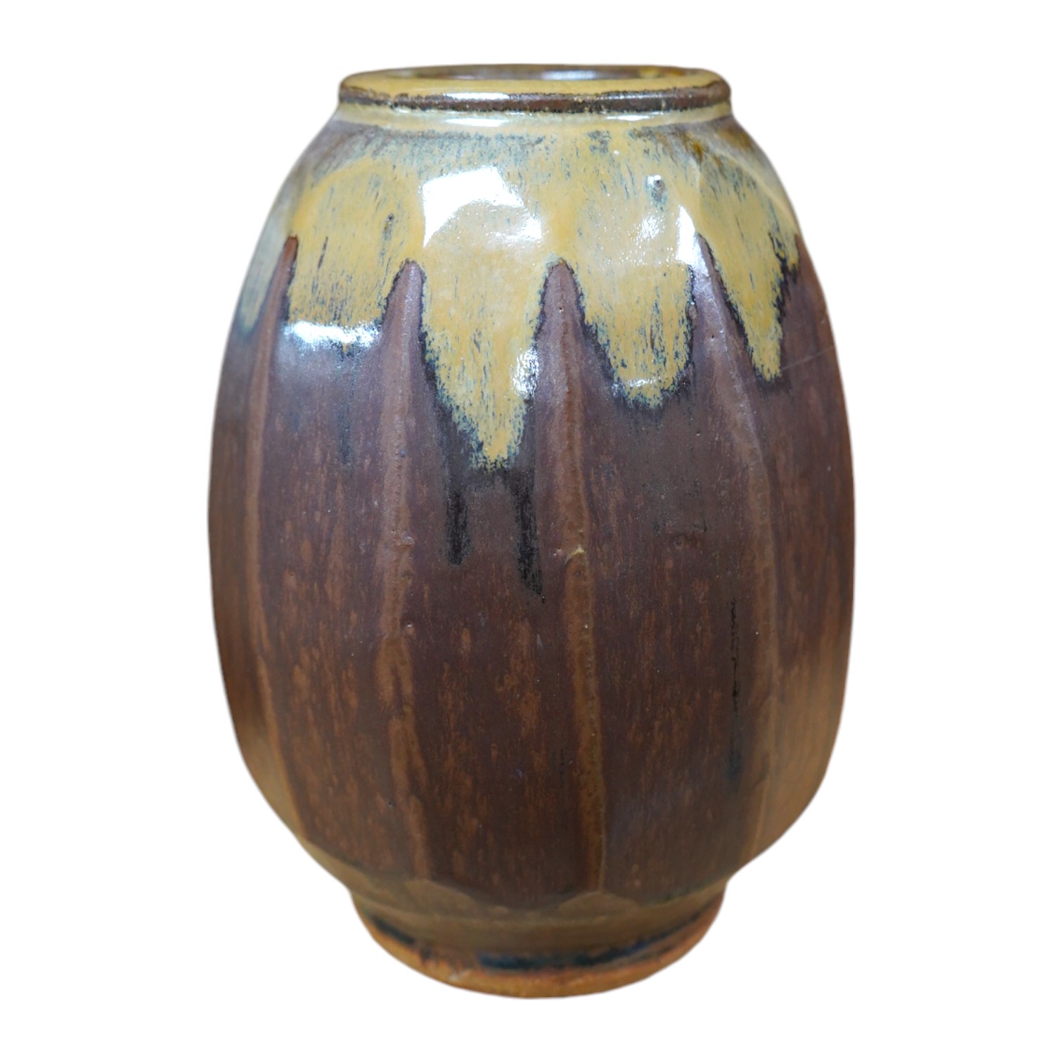 Mike Dodd (b.1943), a Stoneware vase with cut sides, impressed mark to foot, 18.5cm. Condition - good                                                                                                                       