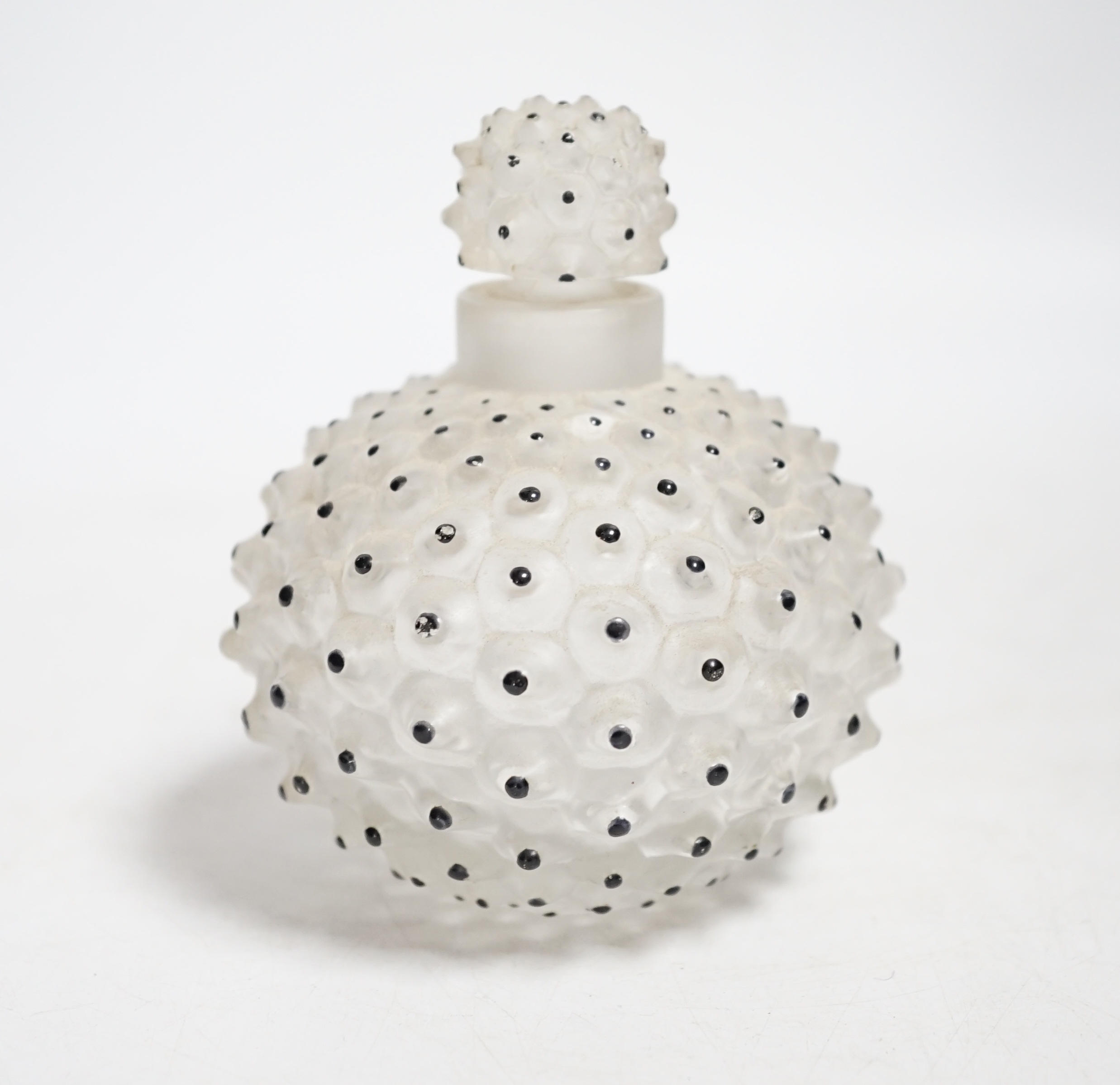 A Lalique Cactus glass scent bottle and stopper, stamped Lalique, France on base, 9cm high                                                                                                                                  
