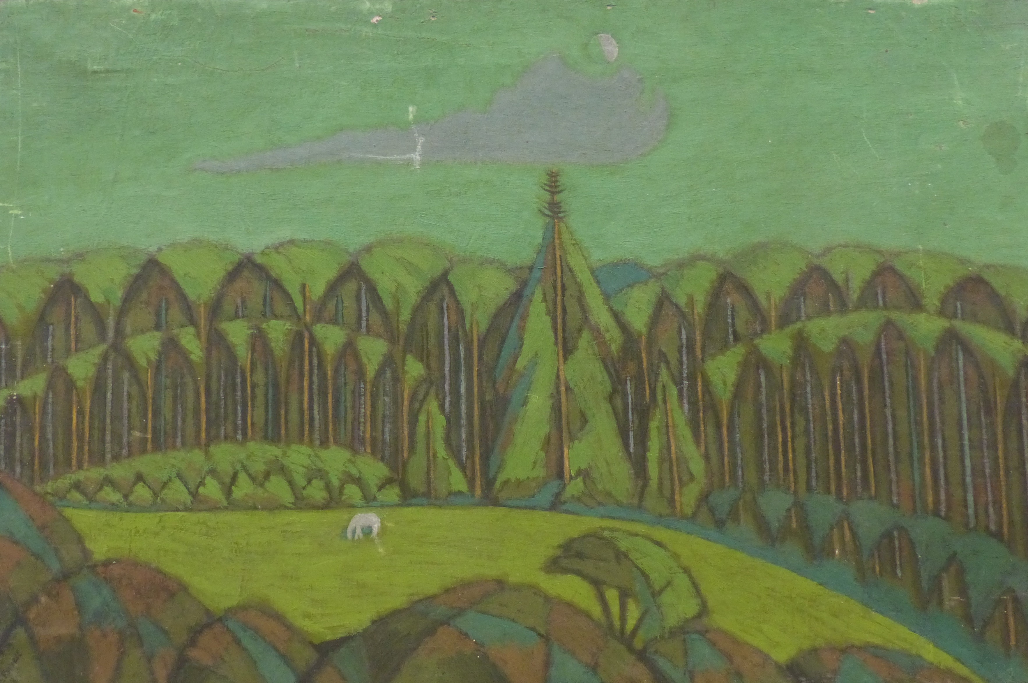 John Powell, oil on canvas, Horse in wooded landscape, signed and dated 1948, 50 x 76cm, unframed                                                                                                                           