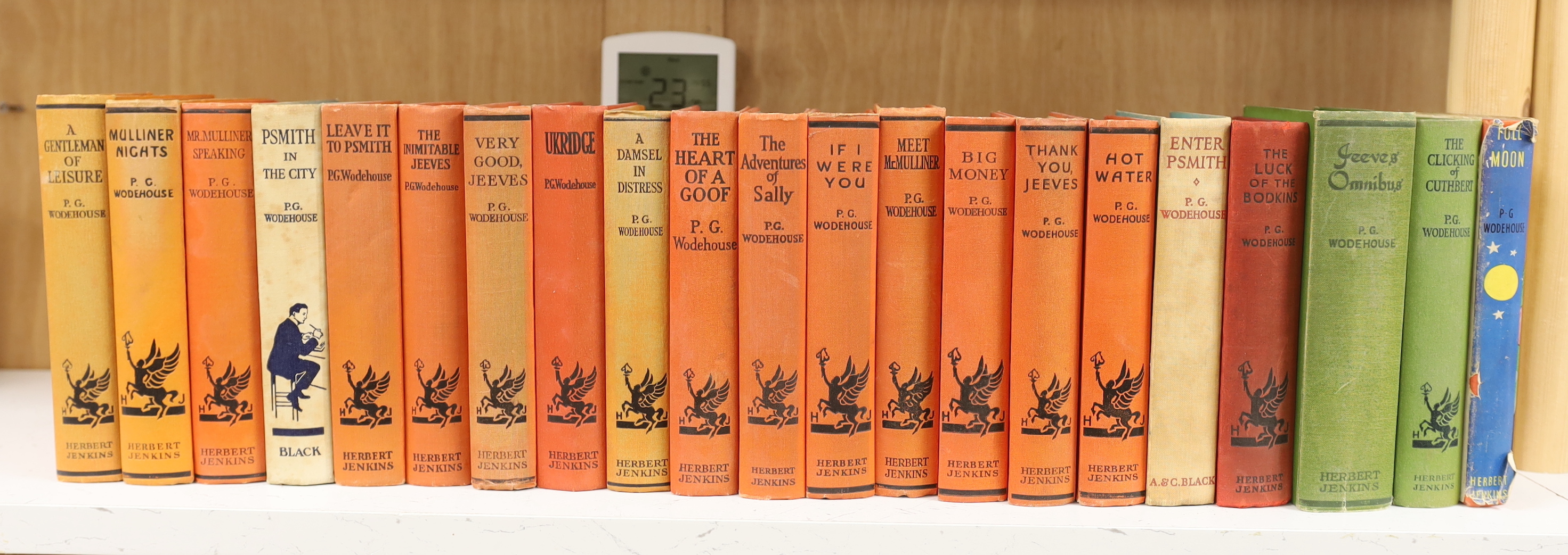 P. G. Wodehouse hardback books, cloth, most published by Herbert Jenkins. Full Moon in dust-jacket (29)                                                                                                                     
