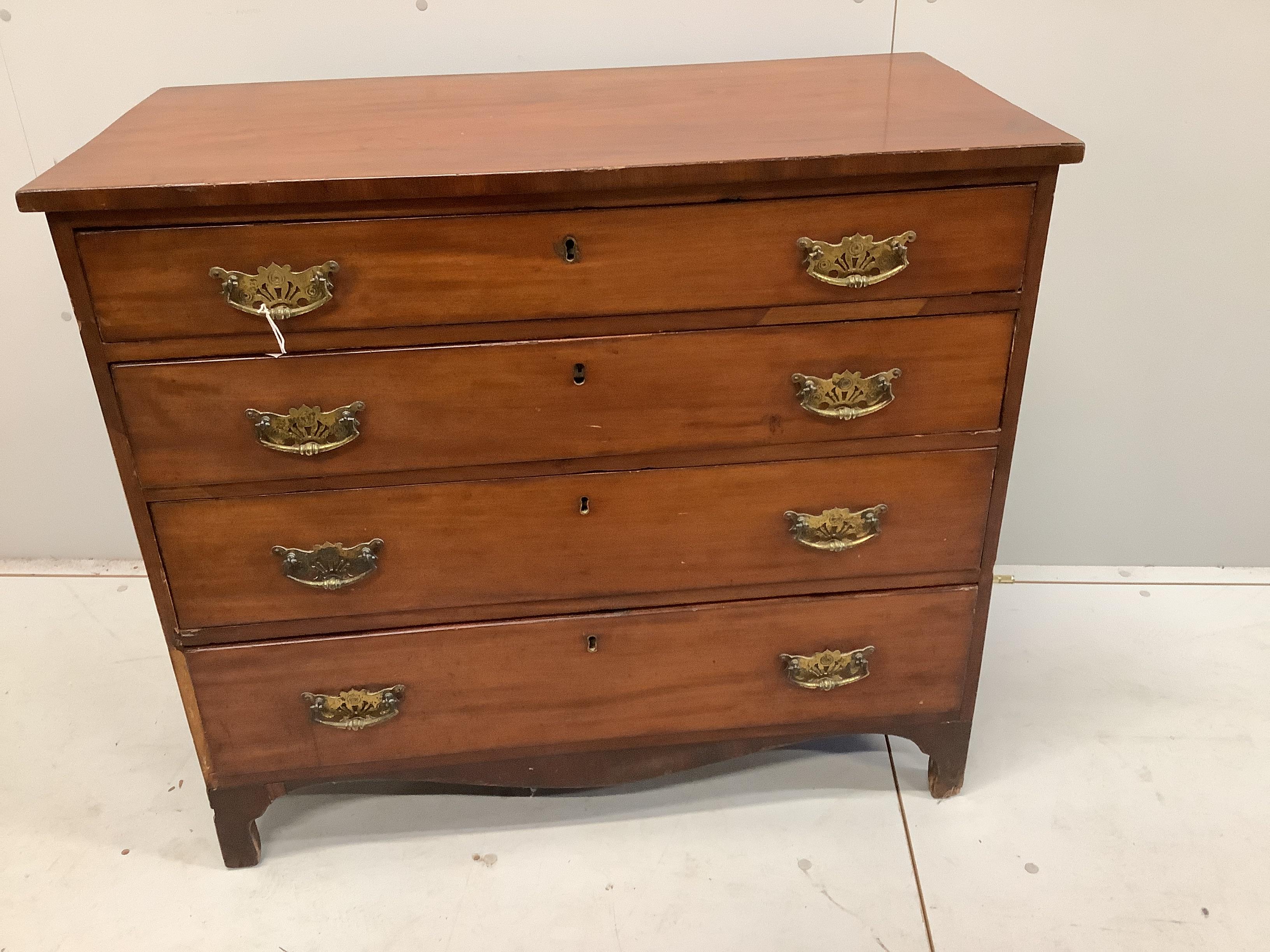 A George IV mahogany four drawer chest, width 94cm, depth 48cm, height 84cm                                                                                                                                                 