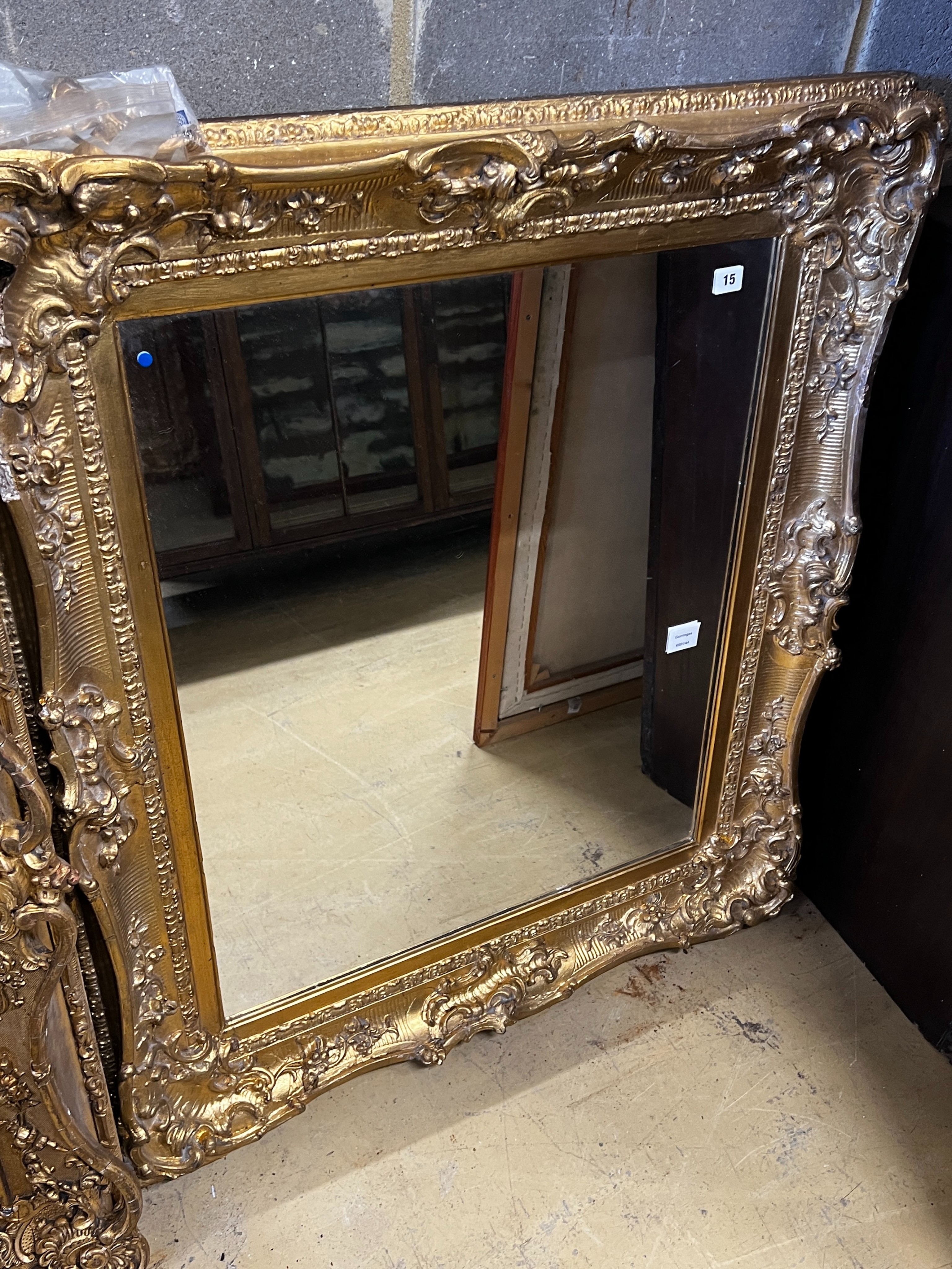 A Victorian rectangular giltwood and composition wall mirror, converted from a picture frame, width 88cm, height 101cm                                                                                                      