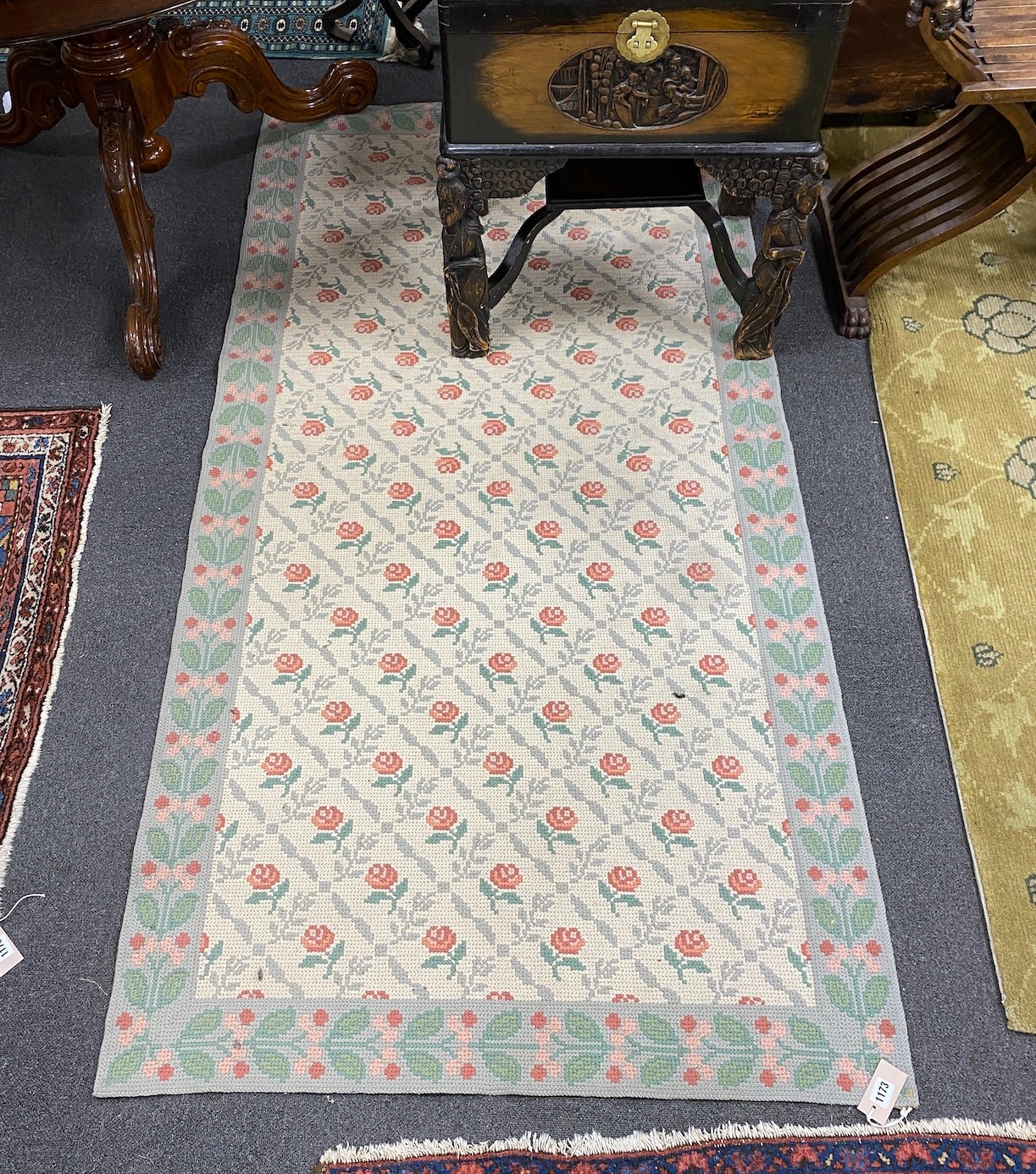 A Greek island needlepoint rug, 200 x 103cm                                                                                                                                                                                 