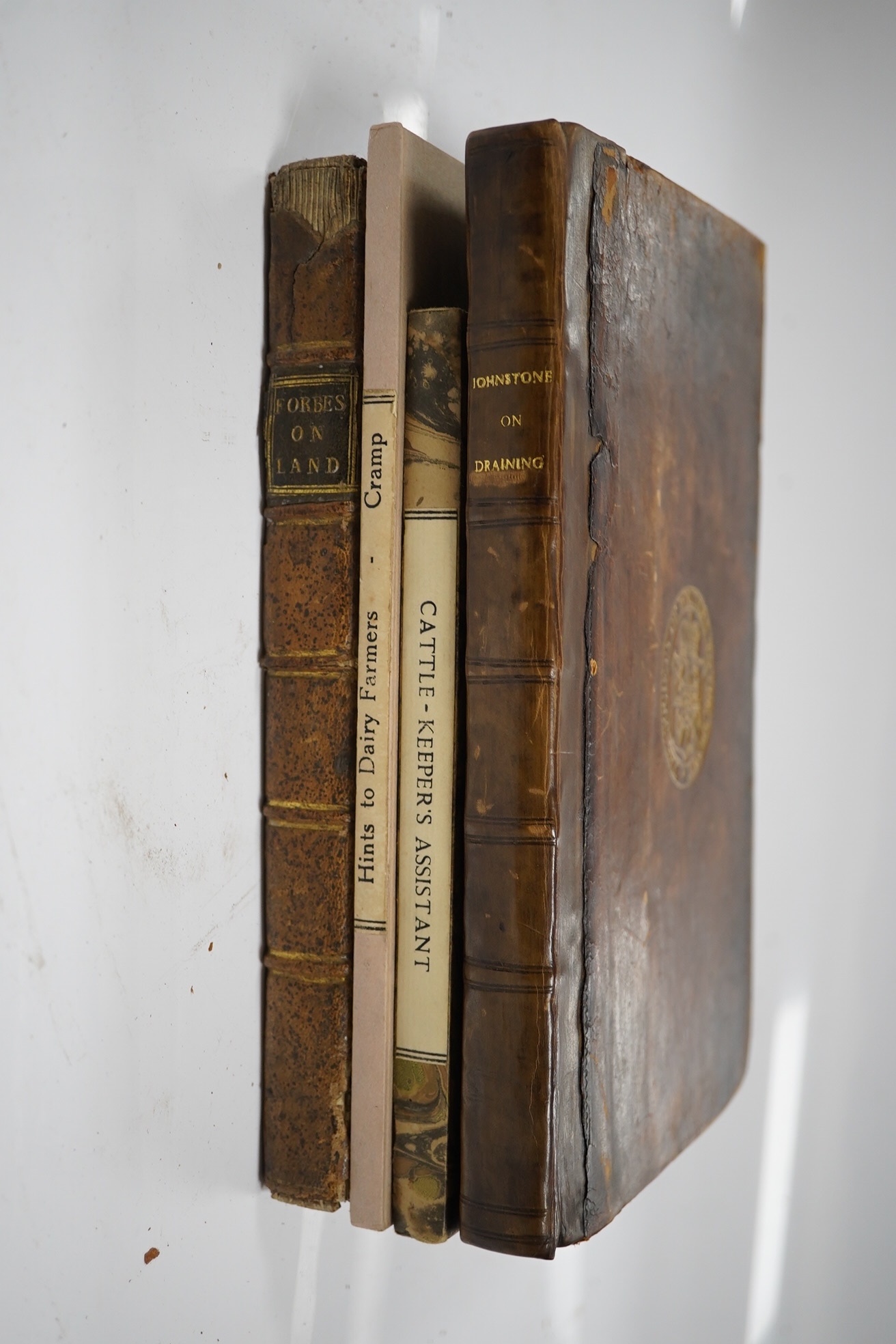 Forbes, Francis - The Improvement of Waste Lands ... to which is added, a Dissertation on Great and Small Farms ... contemp. speckled calf, gilt ruled and panelled spine. 1778; Johnstone, John - An Account of the Mode of