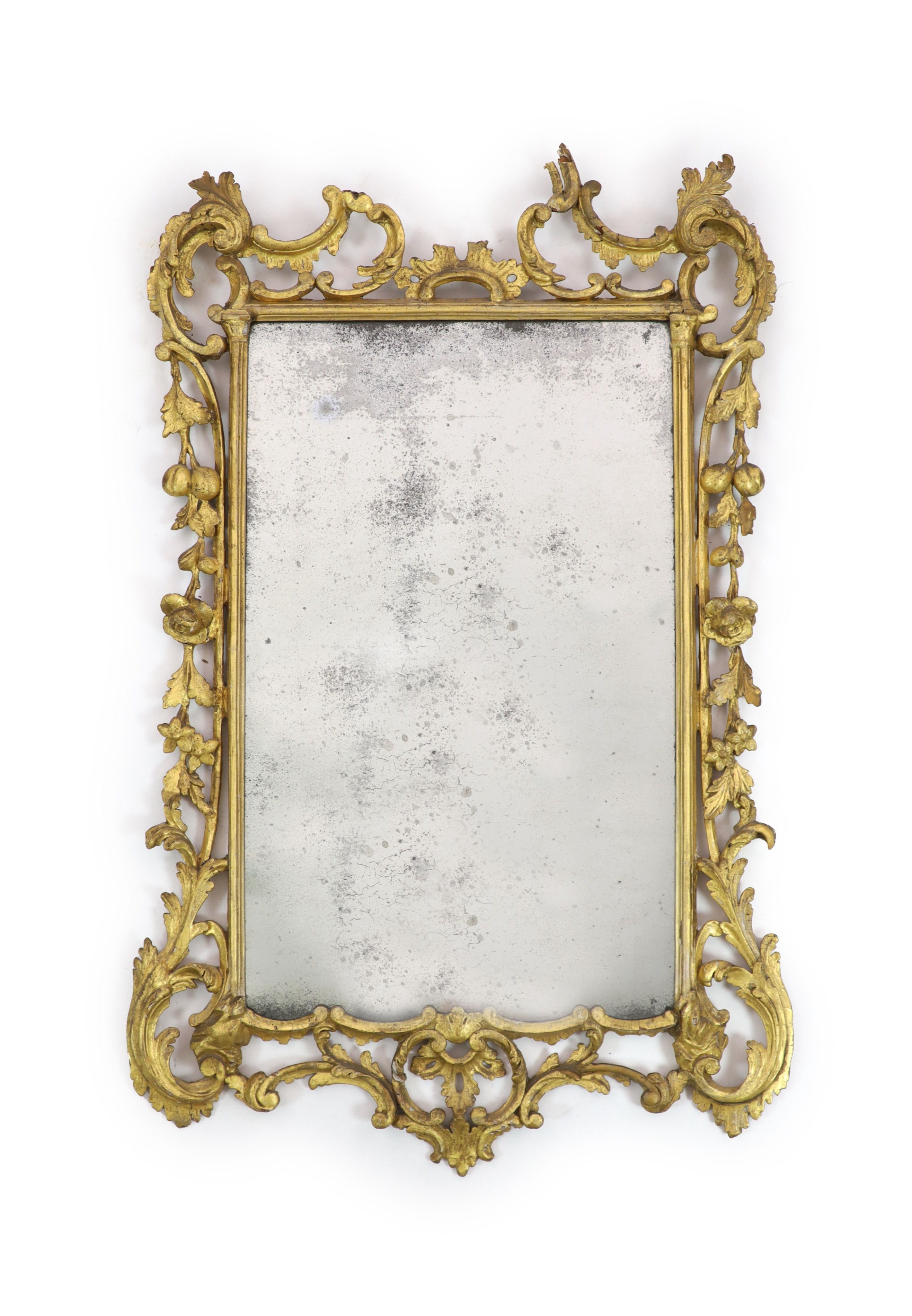 A George III carved giltwood wall mirror, W.74cm H.122cm                                                                                                                                                                    