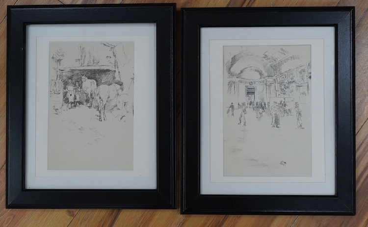 James McNeill Whistler (1834-1903), two lithographs, The Smiths Yard, and The Long Gallery, Louvre, blindstamped bottom right, 22.5 x 15cm. Condition - good                                                                