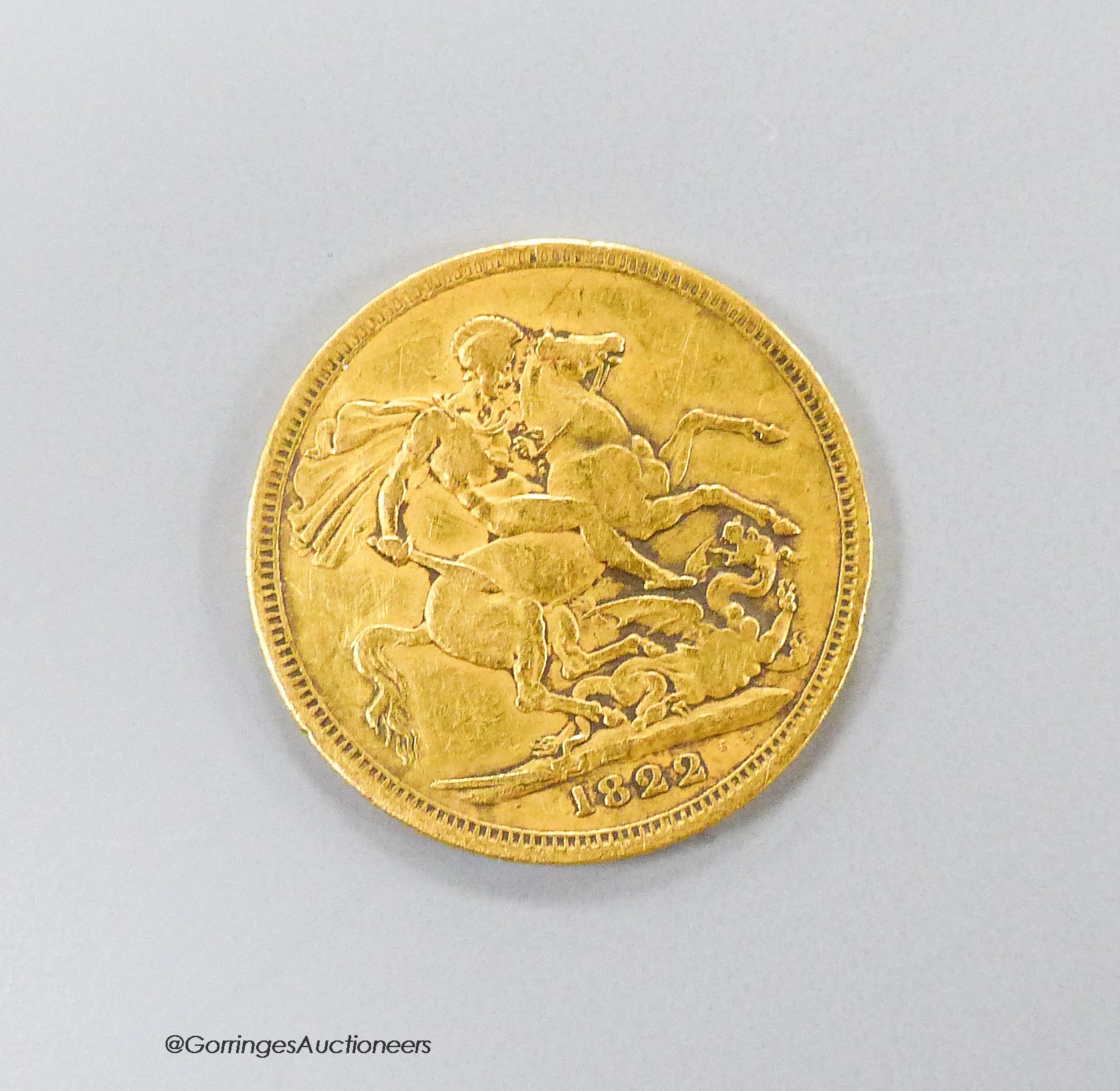 A George IV 1822 gold sovereign, F.                                                                                                                                                                                         