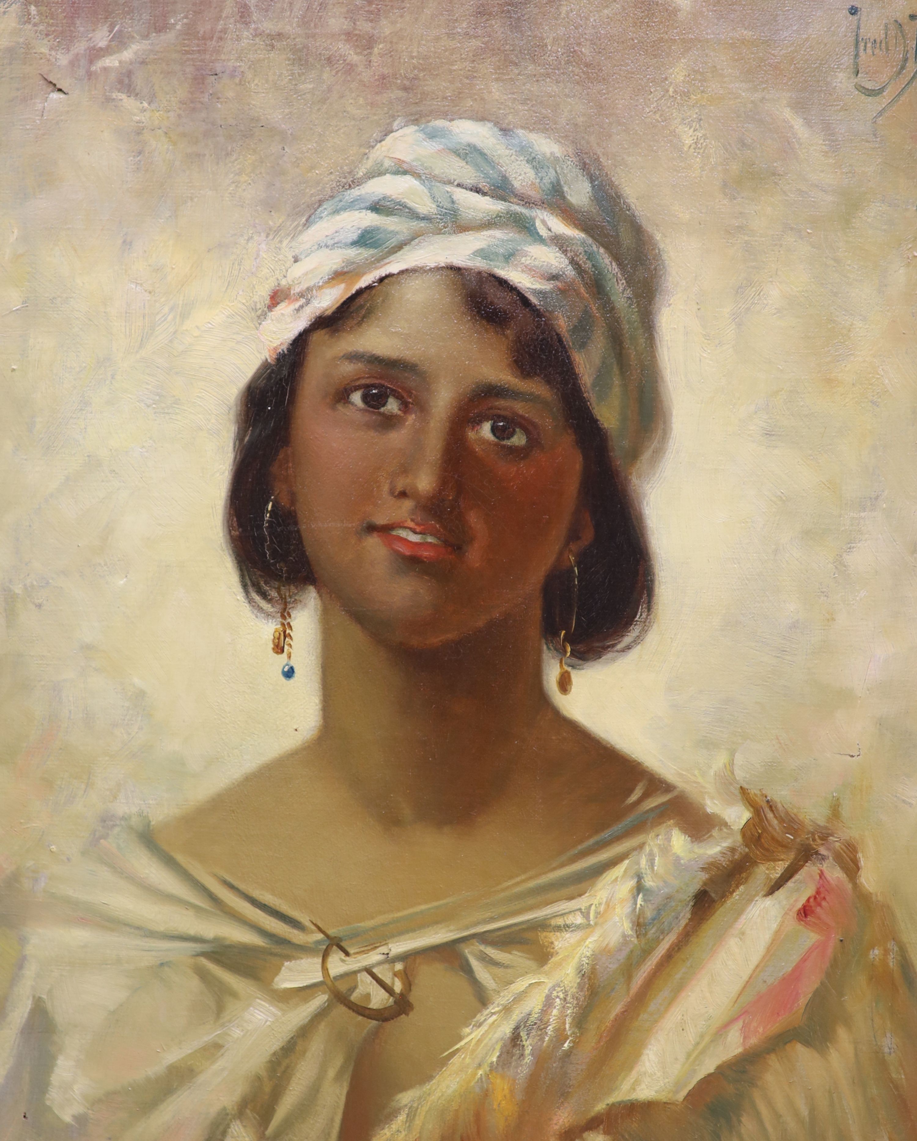 Frederick Davenport Bates (1867-1930), oil on canvas, Orientalist Beauty, signed and dated 1900, 55 x 45cm.                                                                                                                 