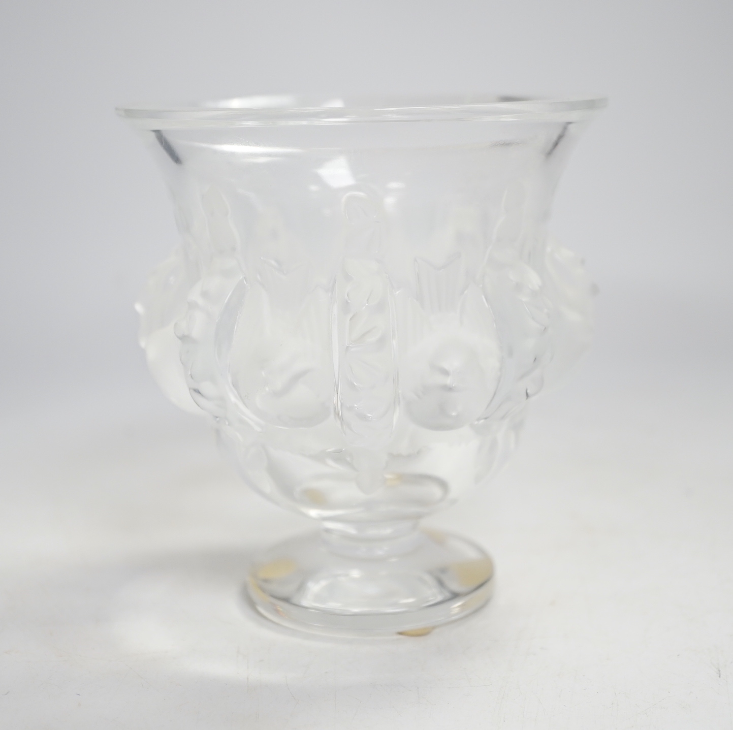 A Lalique glass vase, engraved on base, 12.5cm high                                                                                                                                                                         