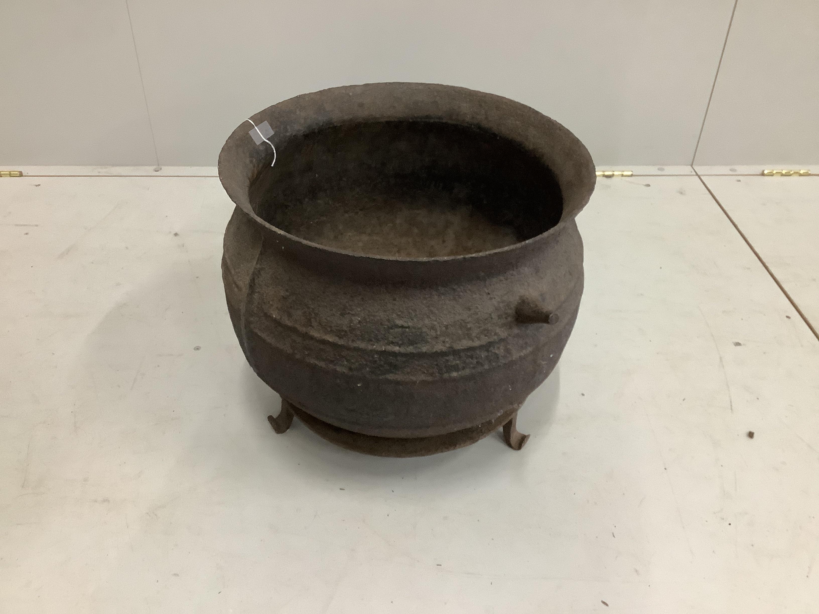 A Victorian cast iron cauldron, diameter 44cm, height 39cm                                                                                                                                                                  