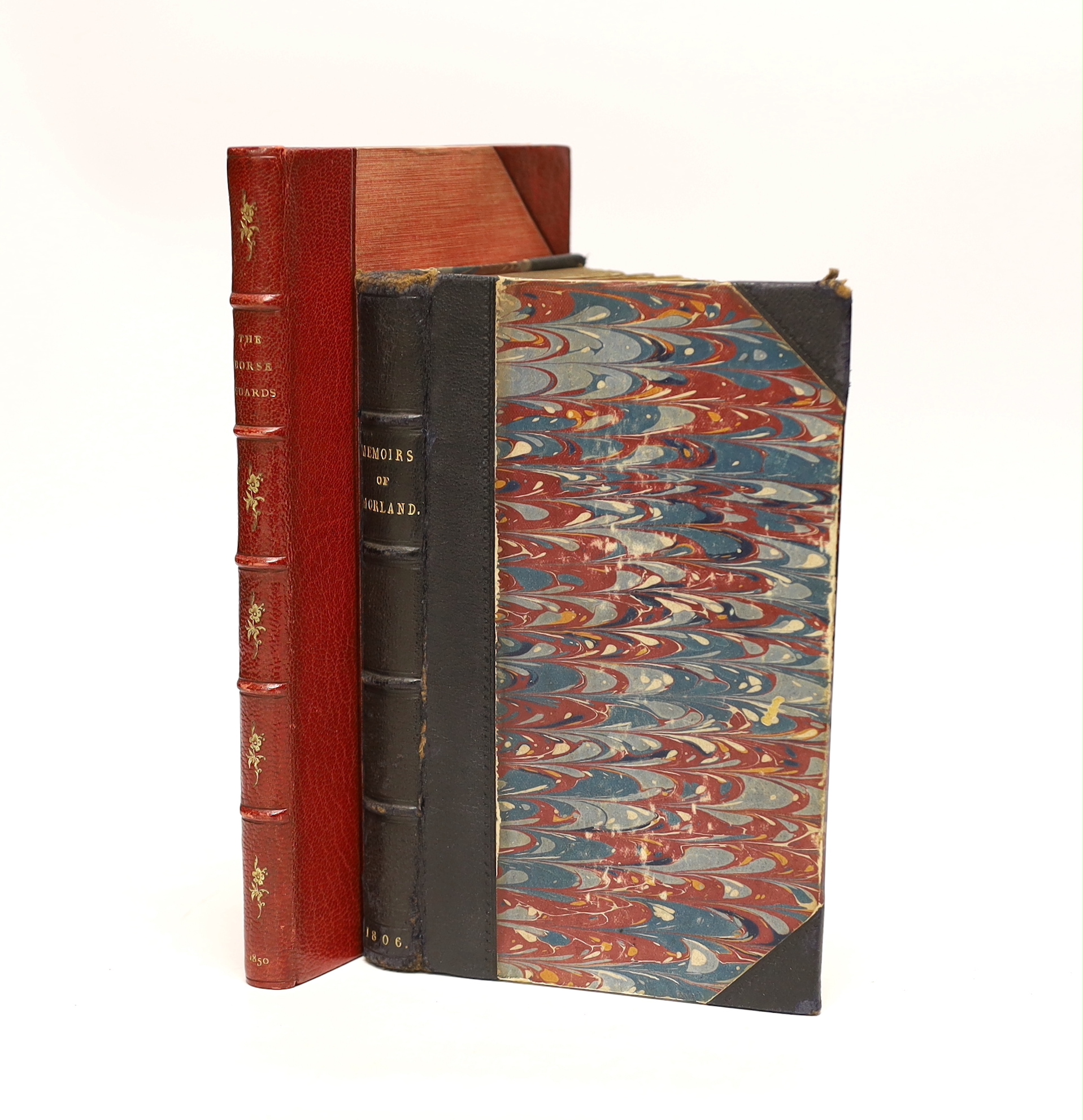 Collins, William - Memoirs of that Celebrated, Original and Eccentric Genius the late George Morland.... (lacks portrait frontis.); later 19th cent. half morocco and marbled boards, 12mo. 1806; (? Hort, Richard) The Hors