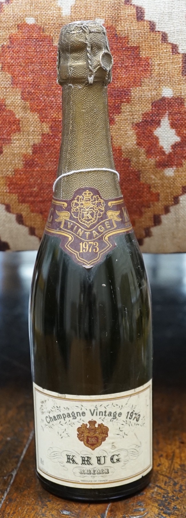A 1973 bottle of Vintage Krug Champagne of Reims                                                                                                                                                                            