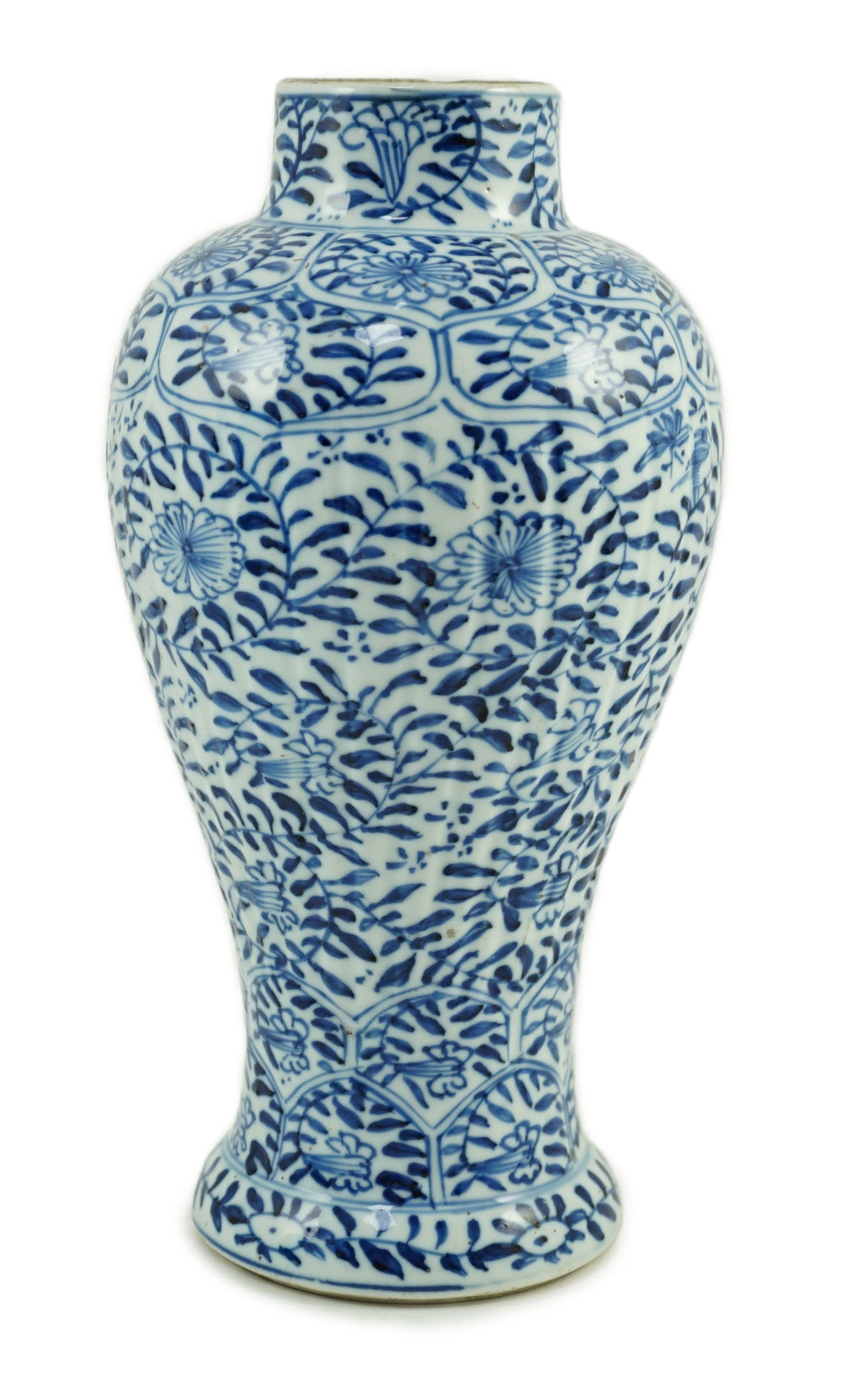 A Chinese blue and white baluster vase, Kangxi period, 23.5 cm high                                                                                                                                                         