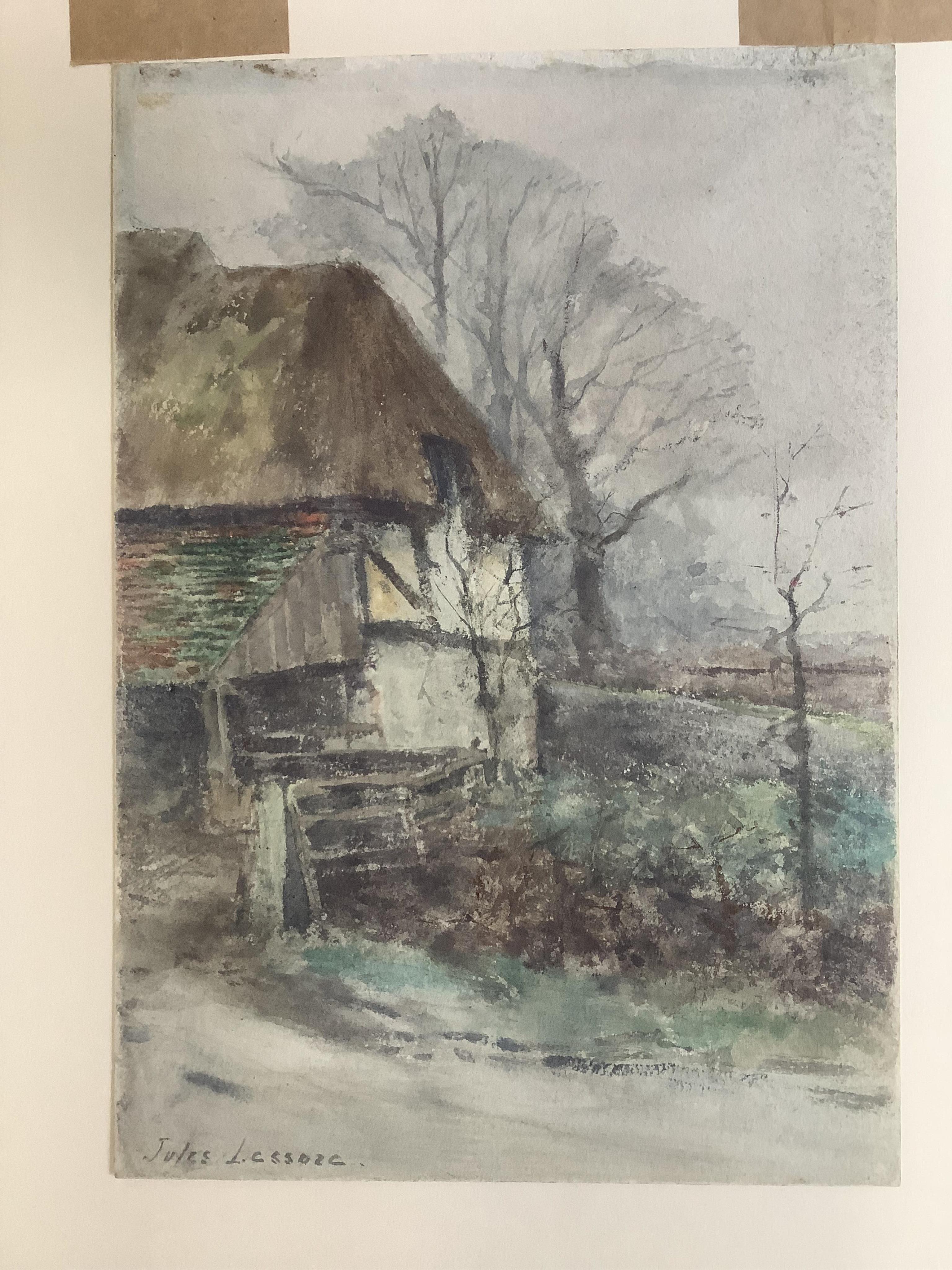 Jules Lessore (1849-1892), watercolour, ‘Cottage at Old Shoreham, Sussex’, signed, 25 x 18cm, unframed. Condition - good                                                                                                    