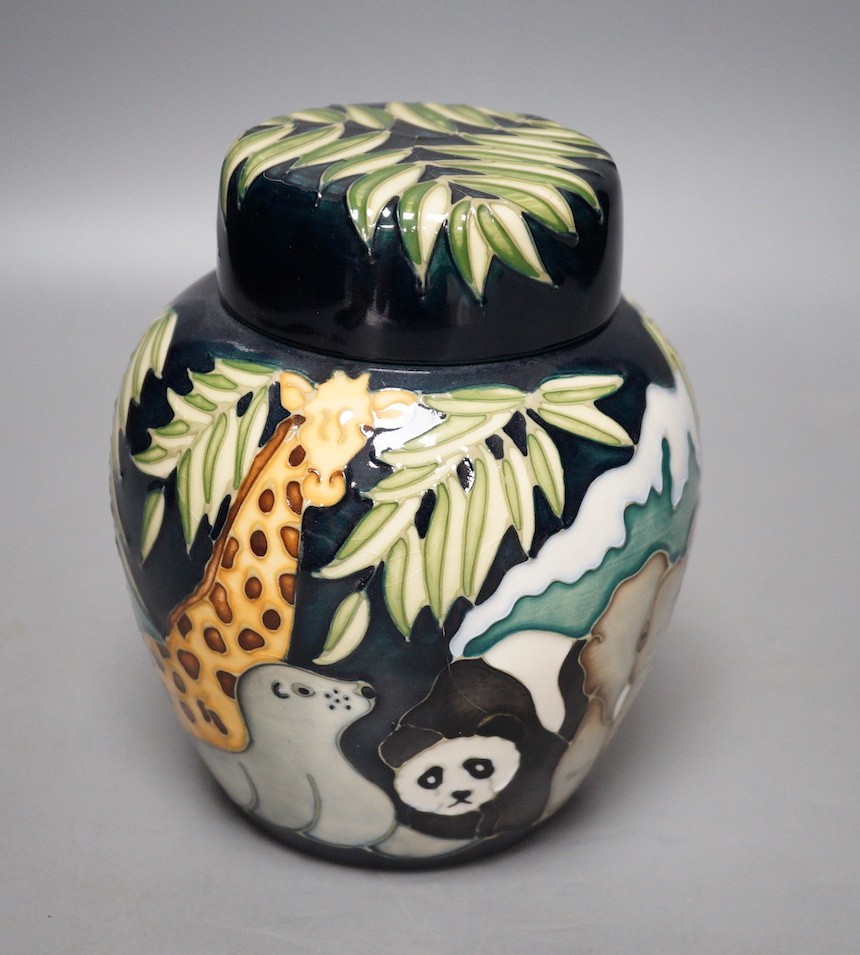 A Moorcroft pottery Noah’s Ark lidded ginger jar, base monogrammed JK and marked ‘M.C.C 530’, 15cm                                                                                                                          