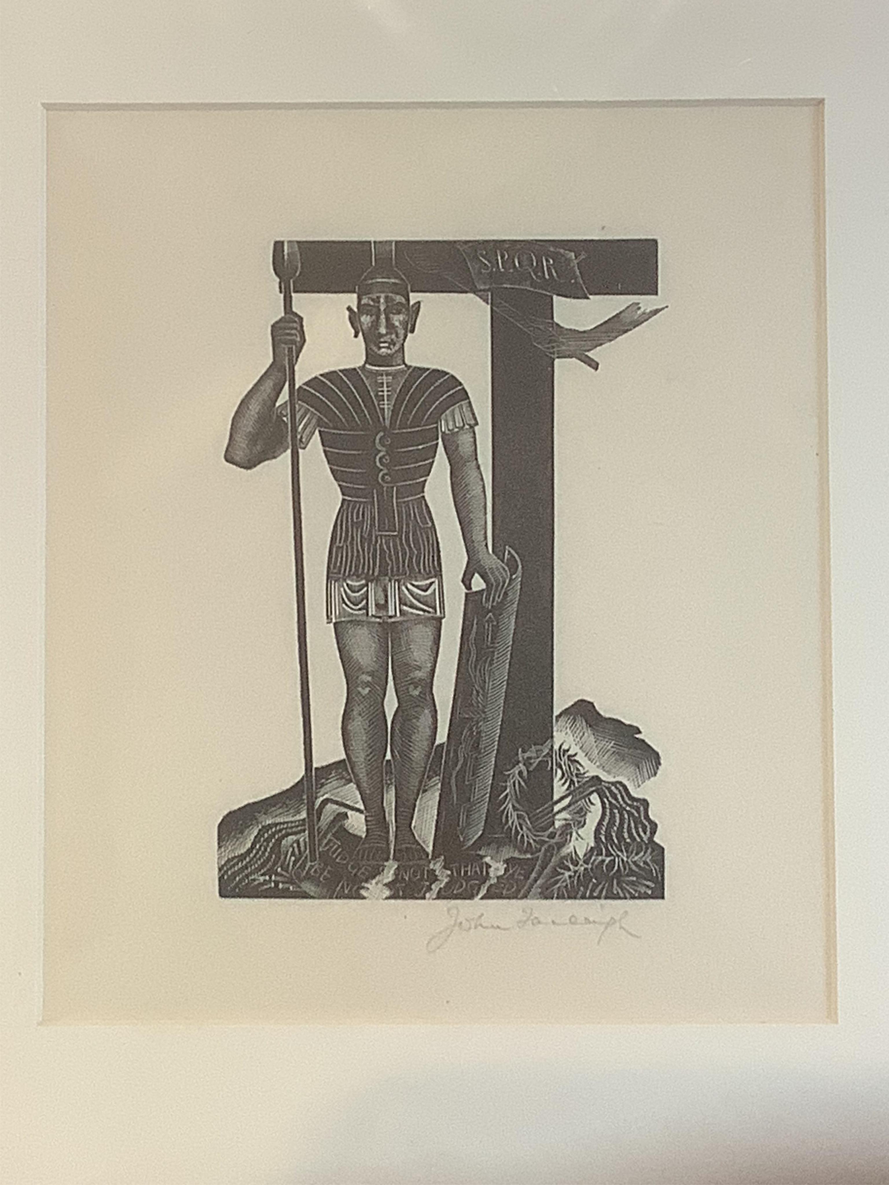 John Farleigh (1900-1965), wood engraving, Centurion, (p.25 The Adventures of the Black Girl…), signed in pencil, 18 x 15cm, with COA from Fay Leighton, unframed. Condition - good                                         