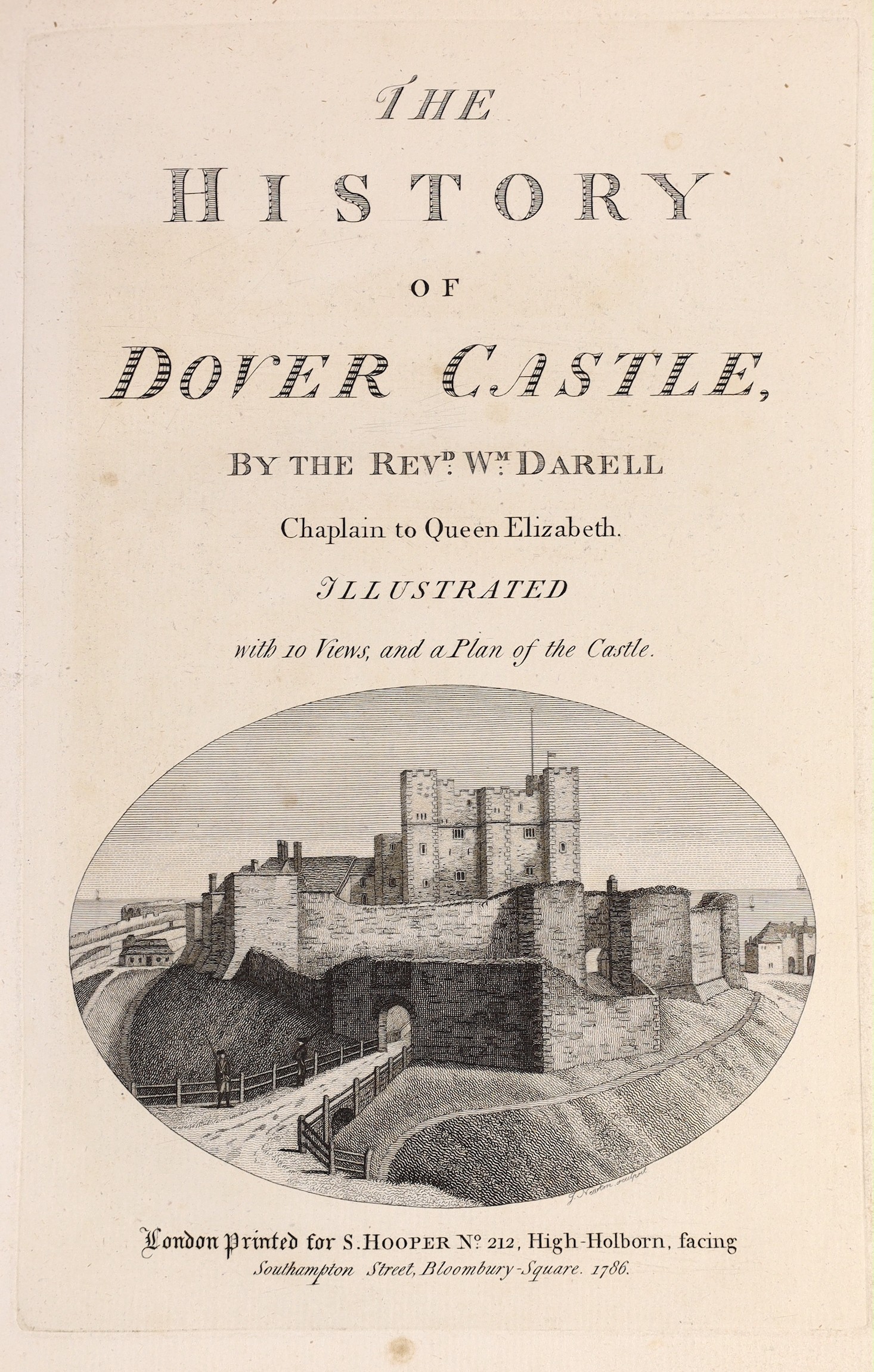 DOVER: Darell, Rev. William - The History of Dover Castle. pictorial engraved title, folded plan, 8 plates and text illus; rebound grey boards, 4to. 1786                                                                   