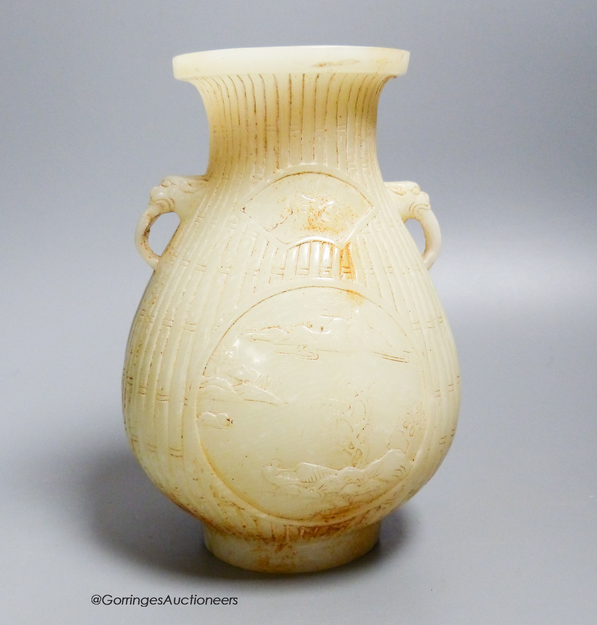 A 20th century Chinese simulated jade pot, height 20cm                                                                                                                                                                      