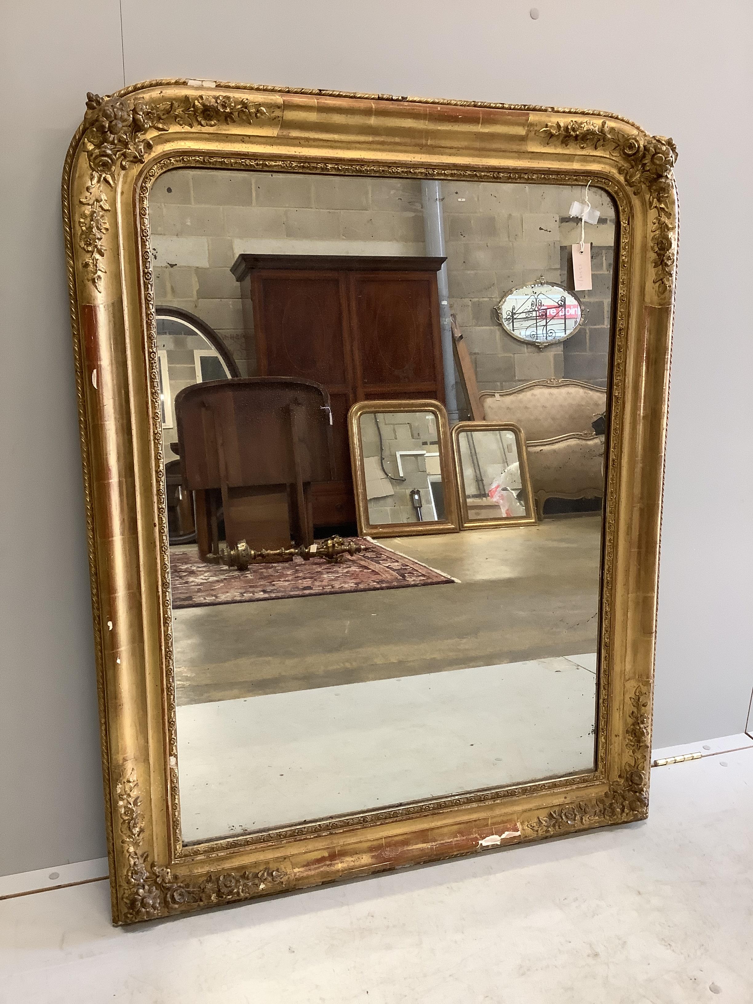 A 19th century French giltwood and composition wall mirror, width 94cm, height 118cm                                                                                                                                        
