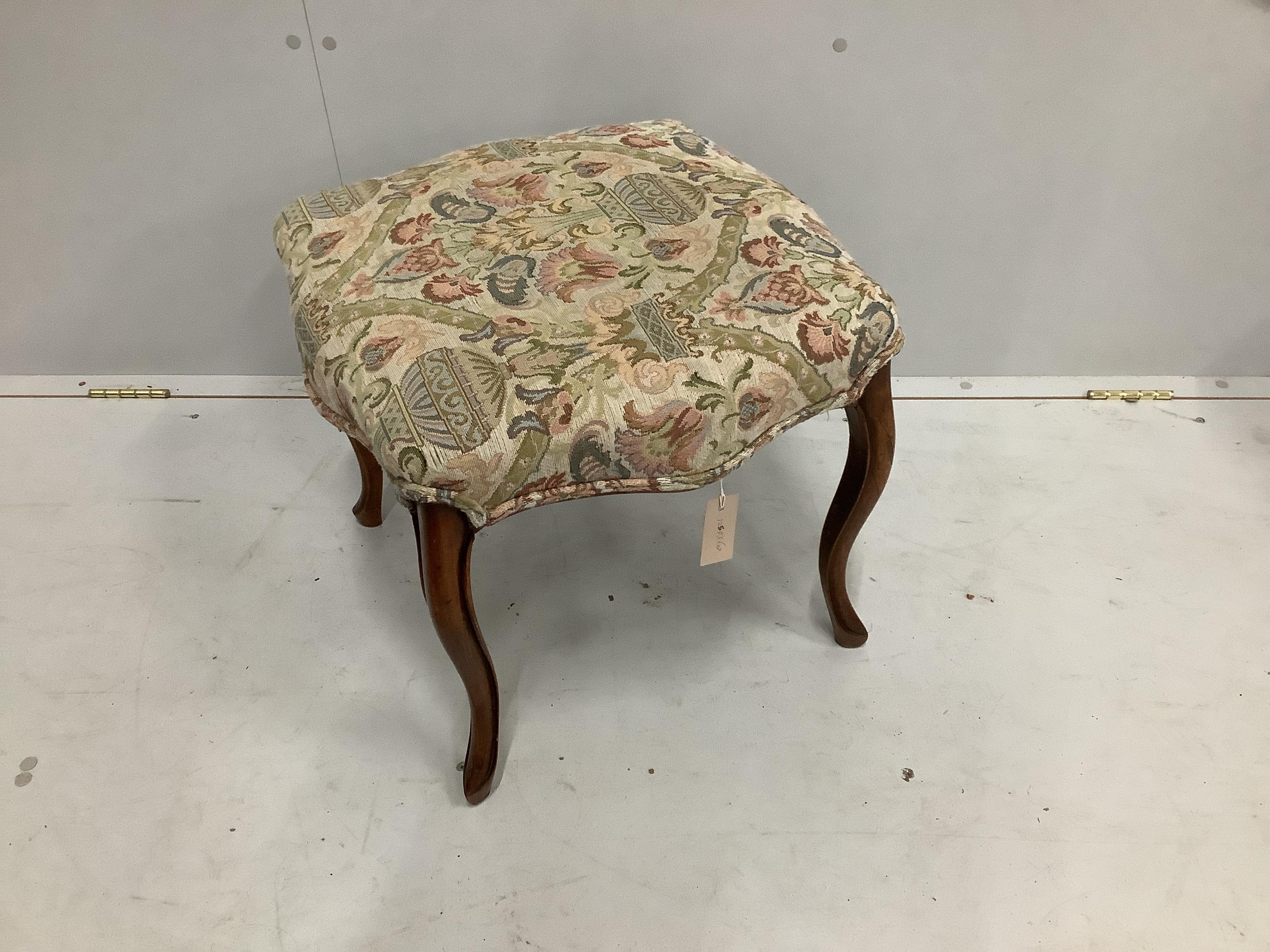 A Victorian mahogany dressing stool, width 50cm, height 45cm                                                                                                                                                                