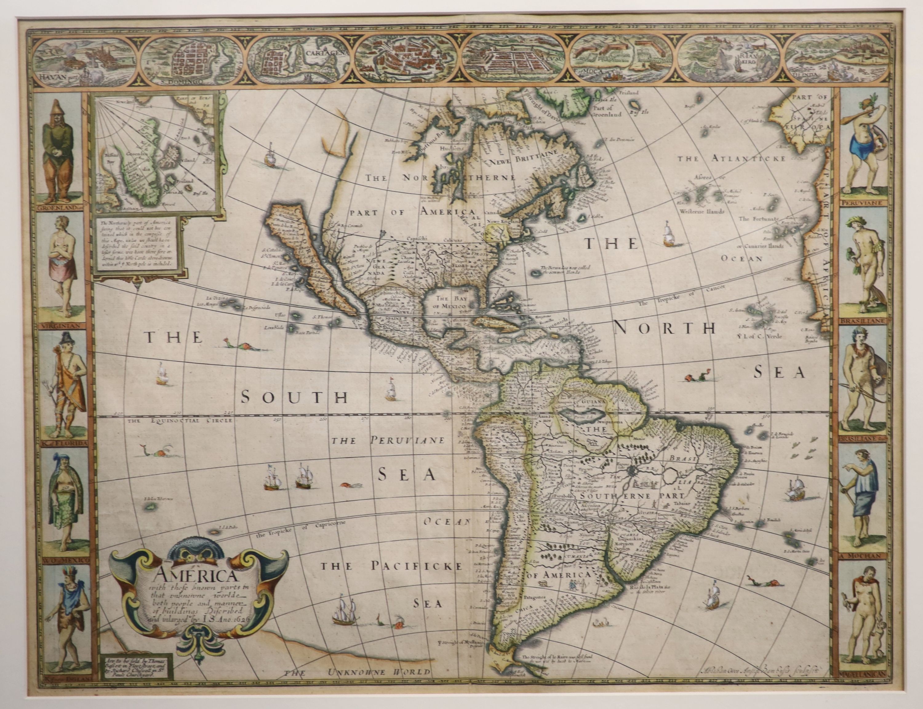 John Speede (1552-1629), Map of America, coloured engraving, 40 x 52.5cm                                                                                                                                                    