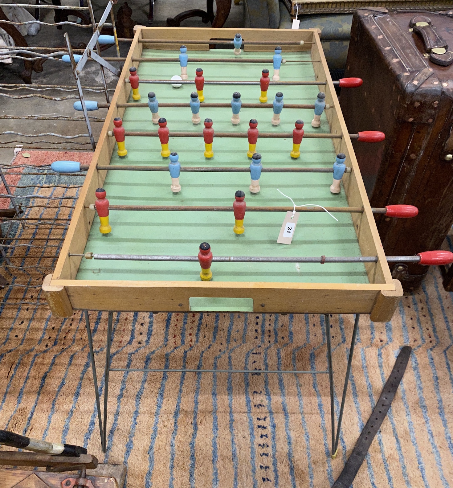 A mid century French table football game, length 112cm, width 62cm                                                                                                                                                          