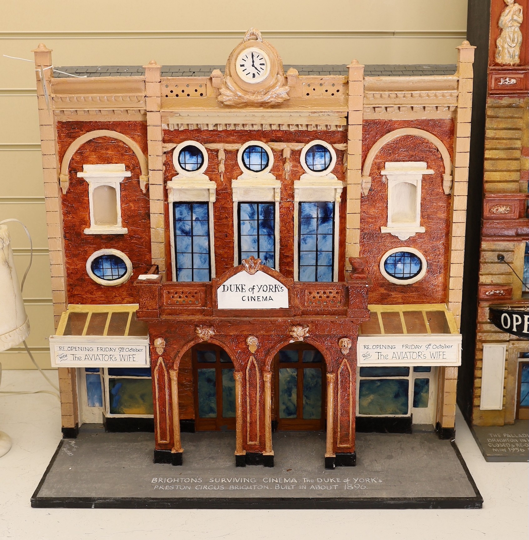 A painted model of Duke of York's Cinema, Brighton by Ted Bayley, 63cm wide x 68cm high                                                                                                                                     