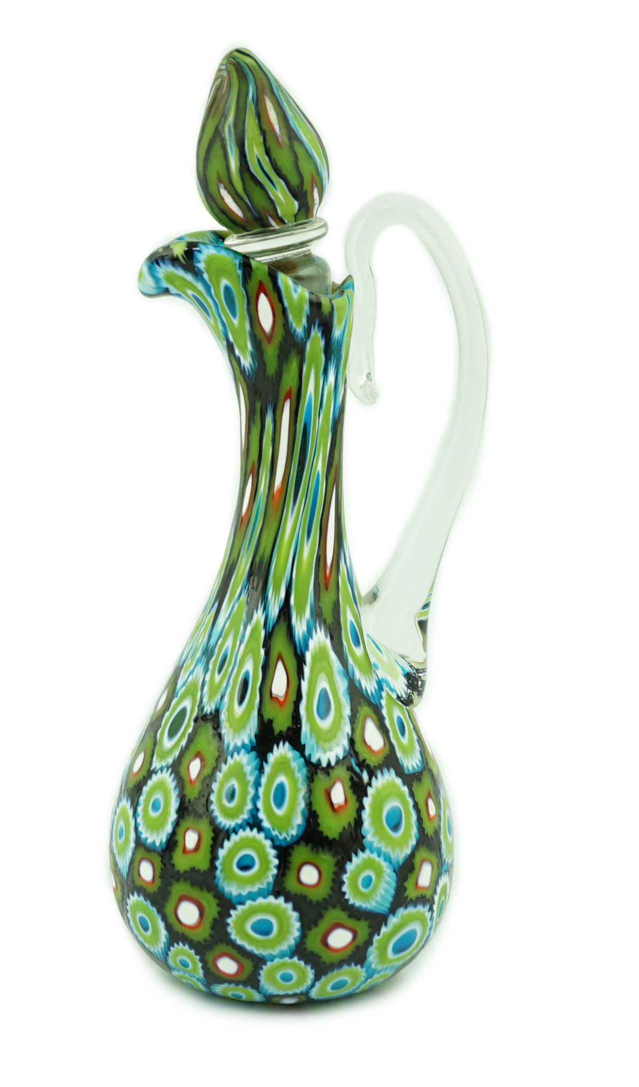 A Murano glass Murrine carafe and stopper, unsigned, 23cm, Please note this lot attracts an additional import tax of 20% on the hammer price                                                                                