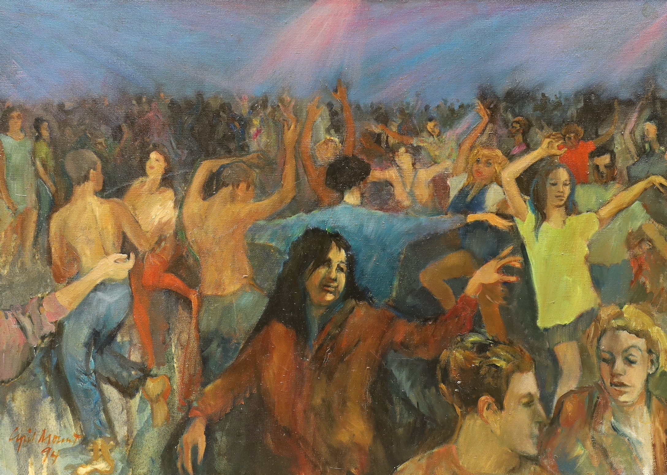 Cyril Mount (1920-2013), oil on canvas, Dancers at a festival, signed and dated '94, 48 x 69cm                                                                                                                              