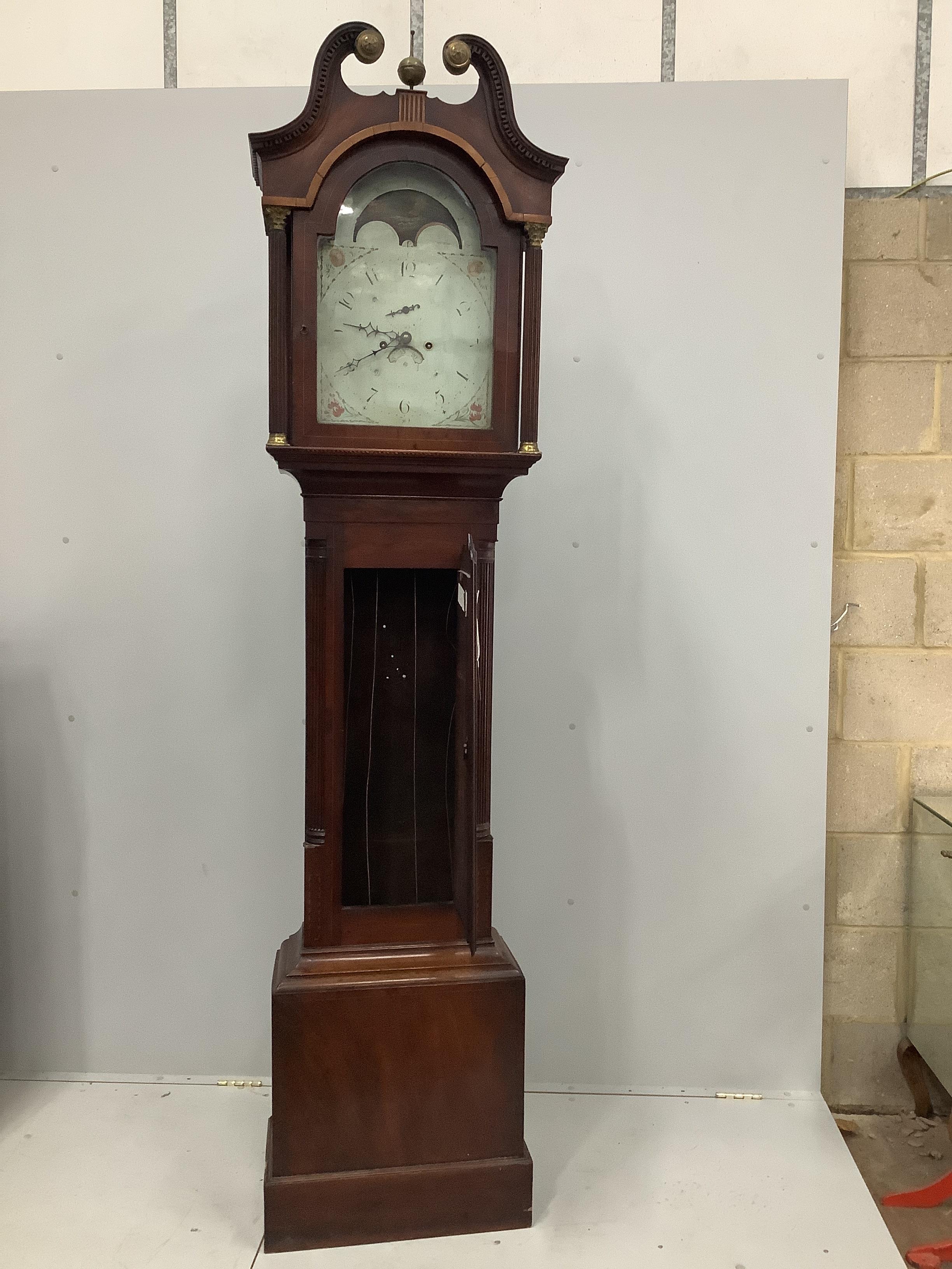 An early 19th century mahogany eight day longcase clock, marked Hallam, Nottingham, height 222cm                                                                                                                            