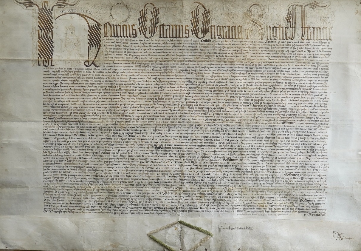 Letters Patent to Philip Lovell, gentleman, and Thomas Lovell of property at Skelton in Yorkshire, late the abbey of St Mary in York; 14 May 1545                                                                           