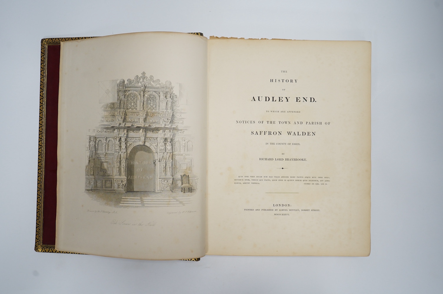 Braybrooke, Lord Richard - The History of Audley End. To Which are appended Notices of the Town and Parish of Saffron Waldron ... pictorial engraved and printed titles, 18 portraits                                       