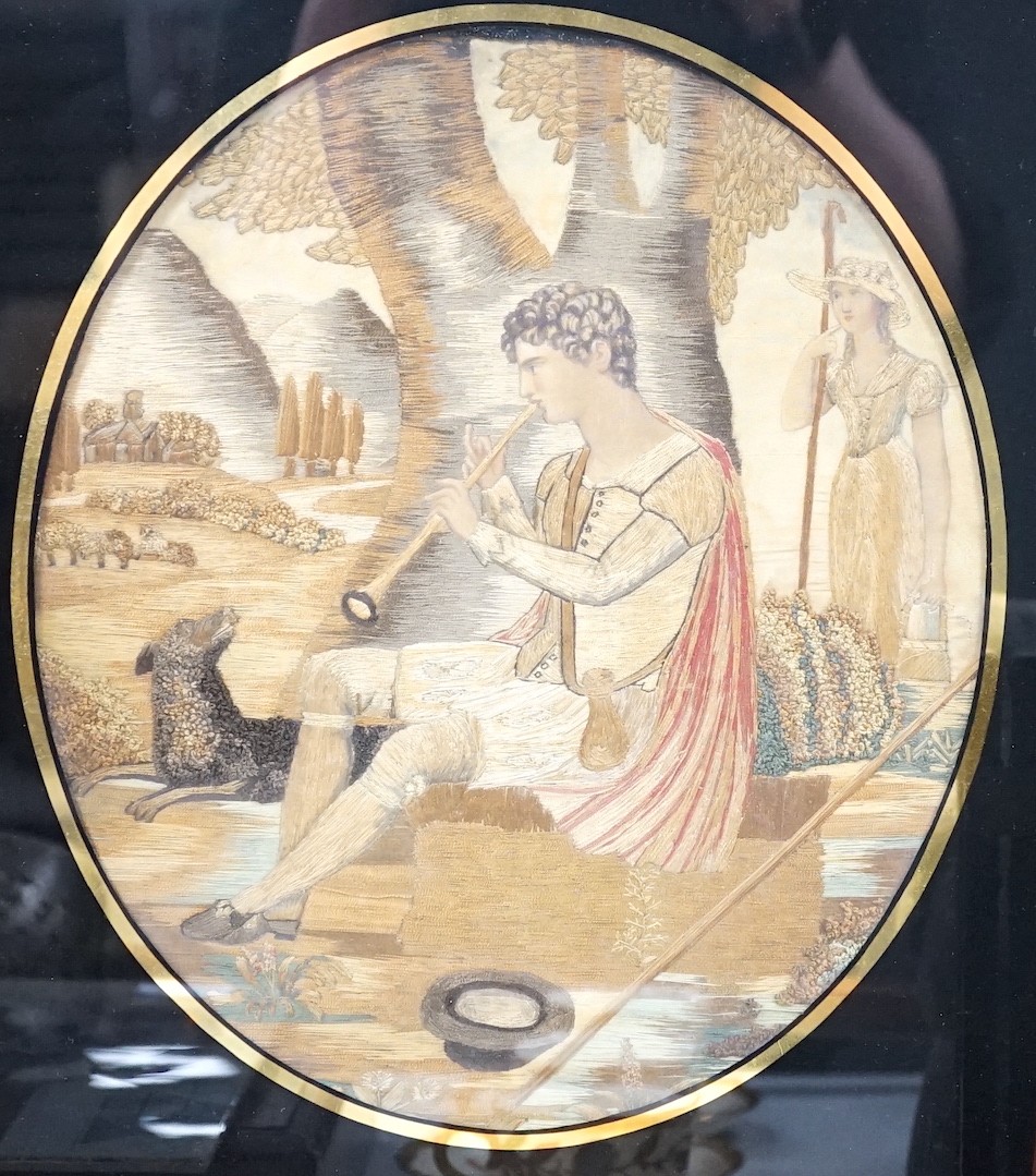 A framed Regency silkwork picture                                                                                                                                                                                           